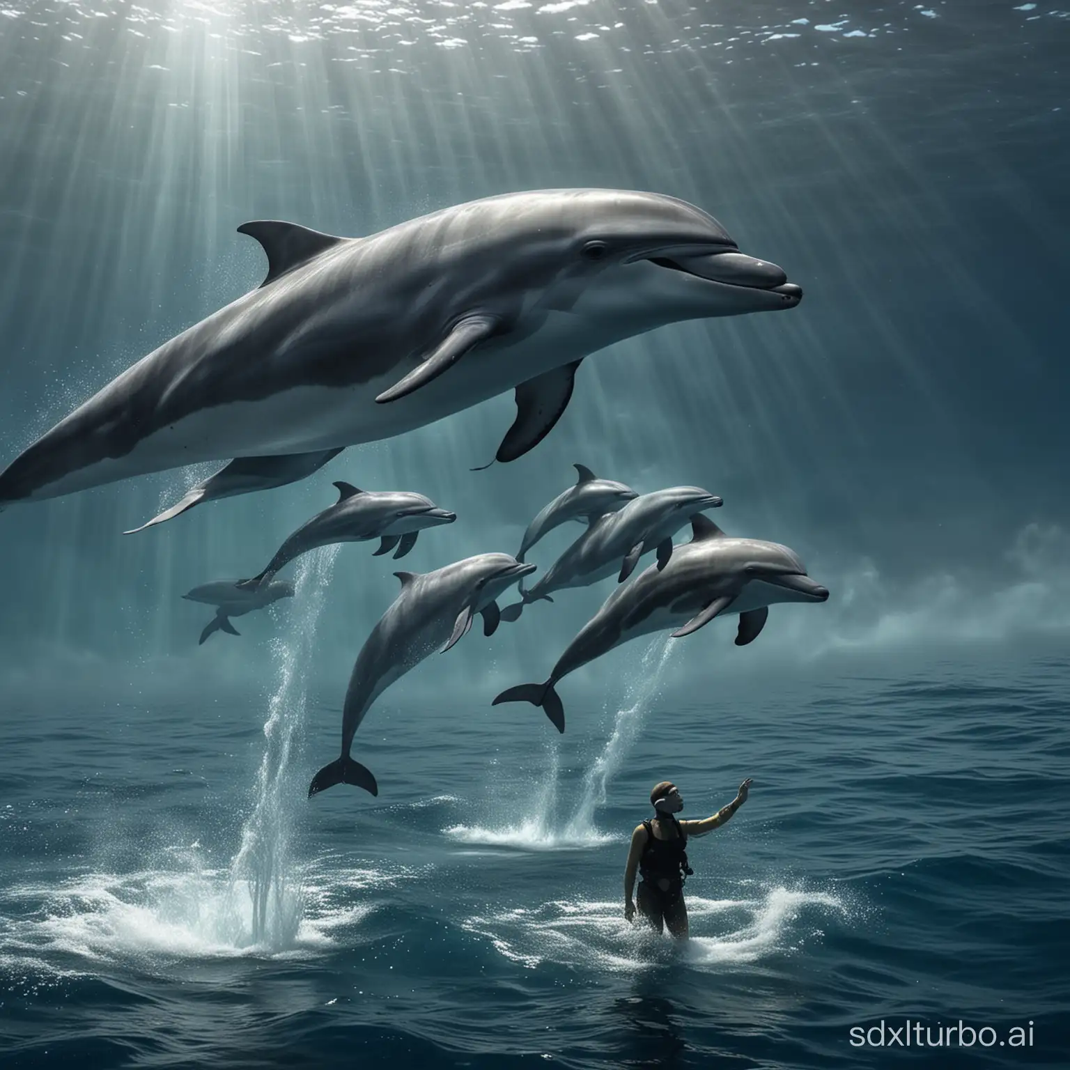 Deep sea dolphins and humans