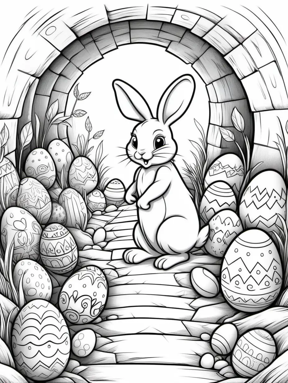 Easter Bunnys Underground Workshop Magical Coloring Page for Ages 69 ...