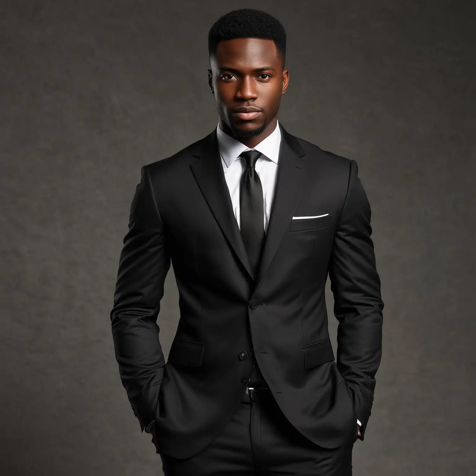 black man in black suit