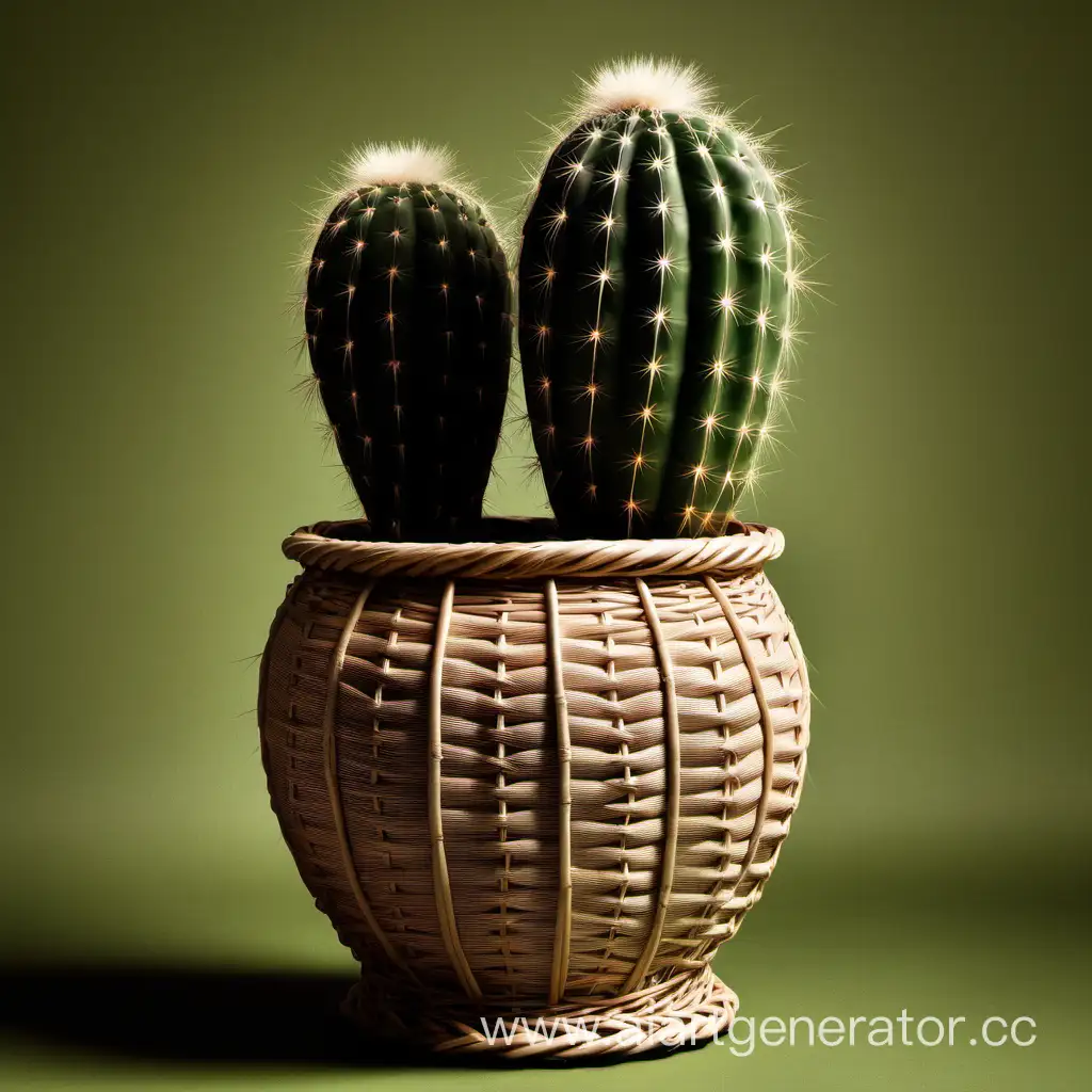 Artistic-Wicker-Cactus-Pot-Display-Braided-Elegance-for-Your-Home