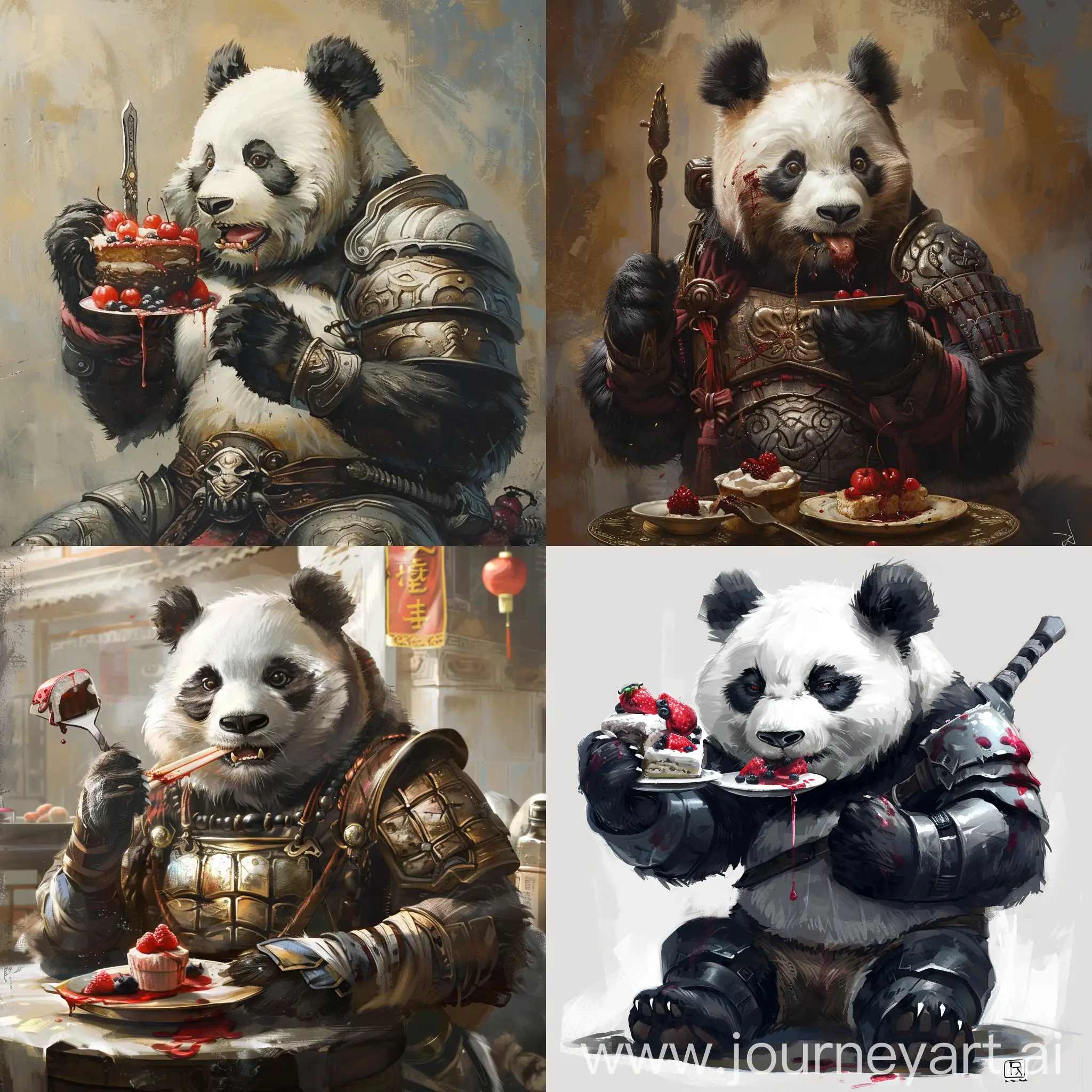 Mighty-Panda-Warrior-Enjoying-Dessert-Delicacies