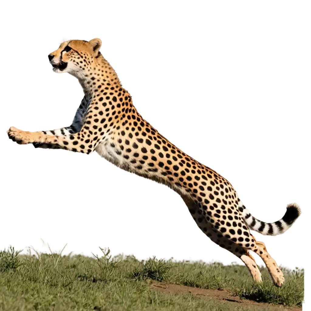A graceful cheetah sprinting across the African plains at top speed.