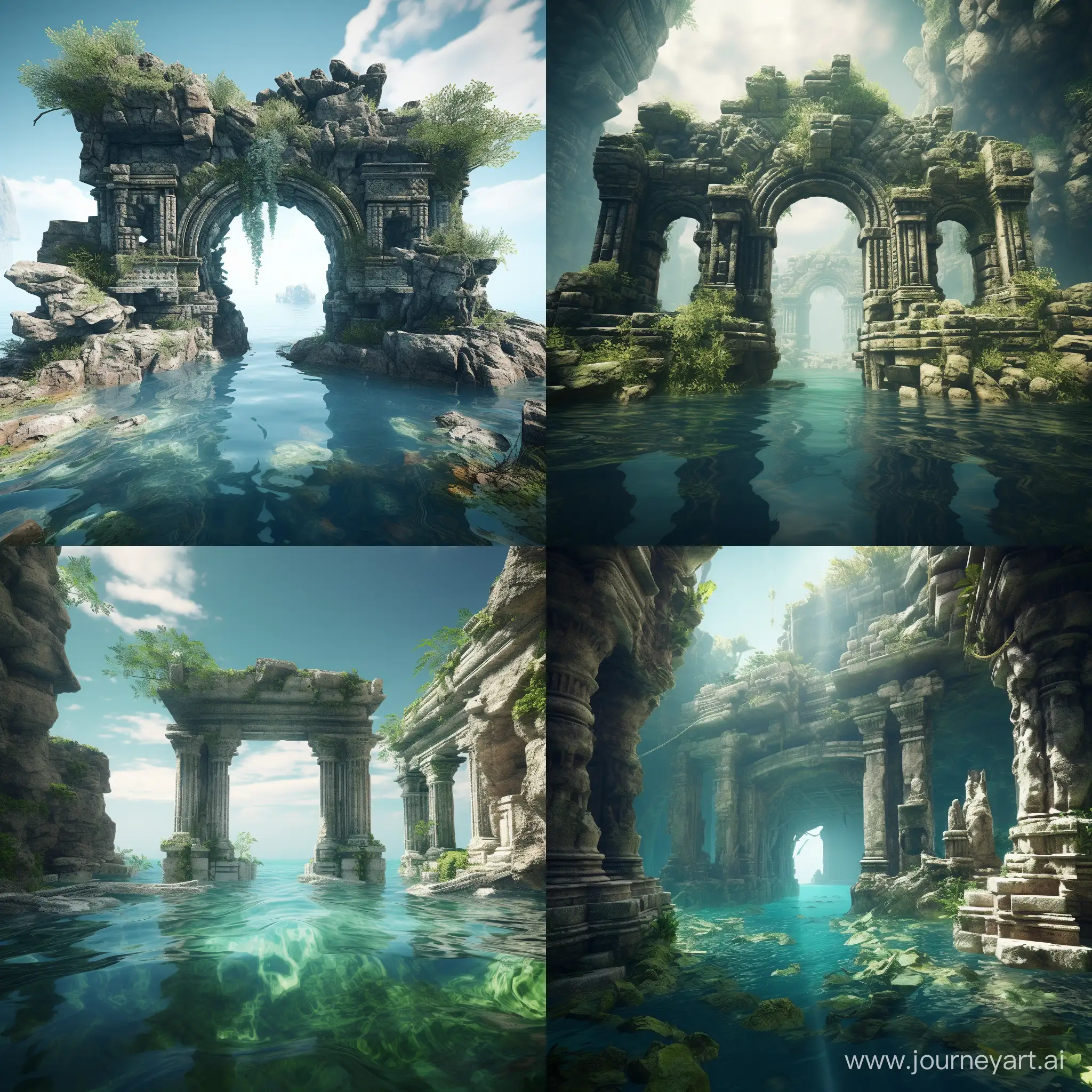Mystical-Ancient-Temple-Ruins-Reflecting-in-Tranquil-Waters
