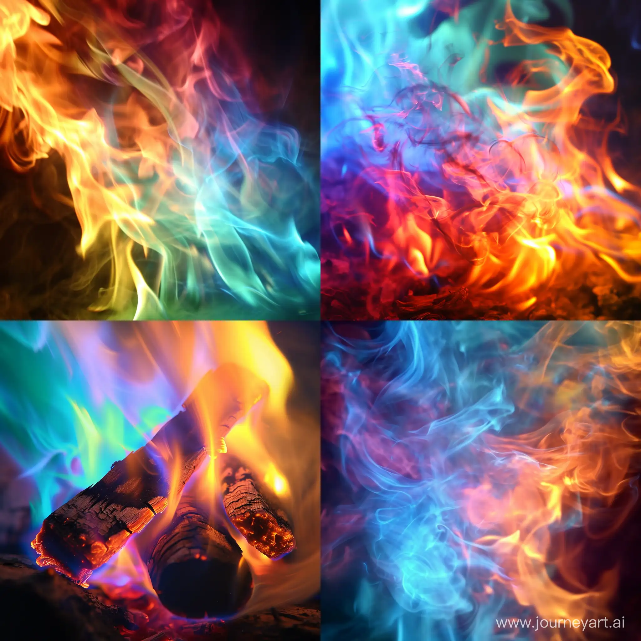 Magical fire in unnatural colors 