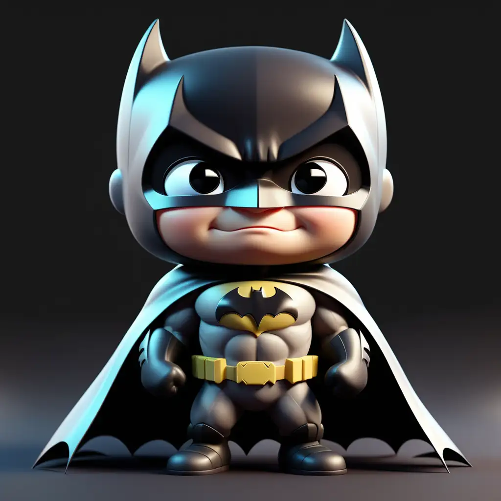 Adorable NFTStyle Small Batman on a Sleek Black Background