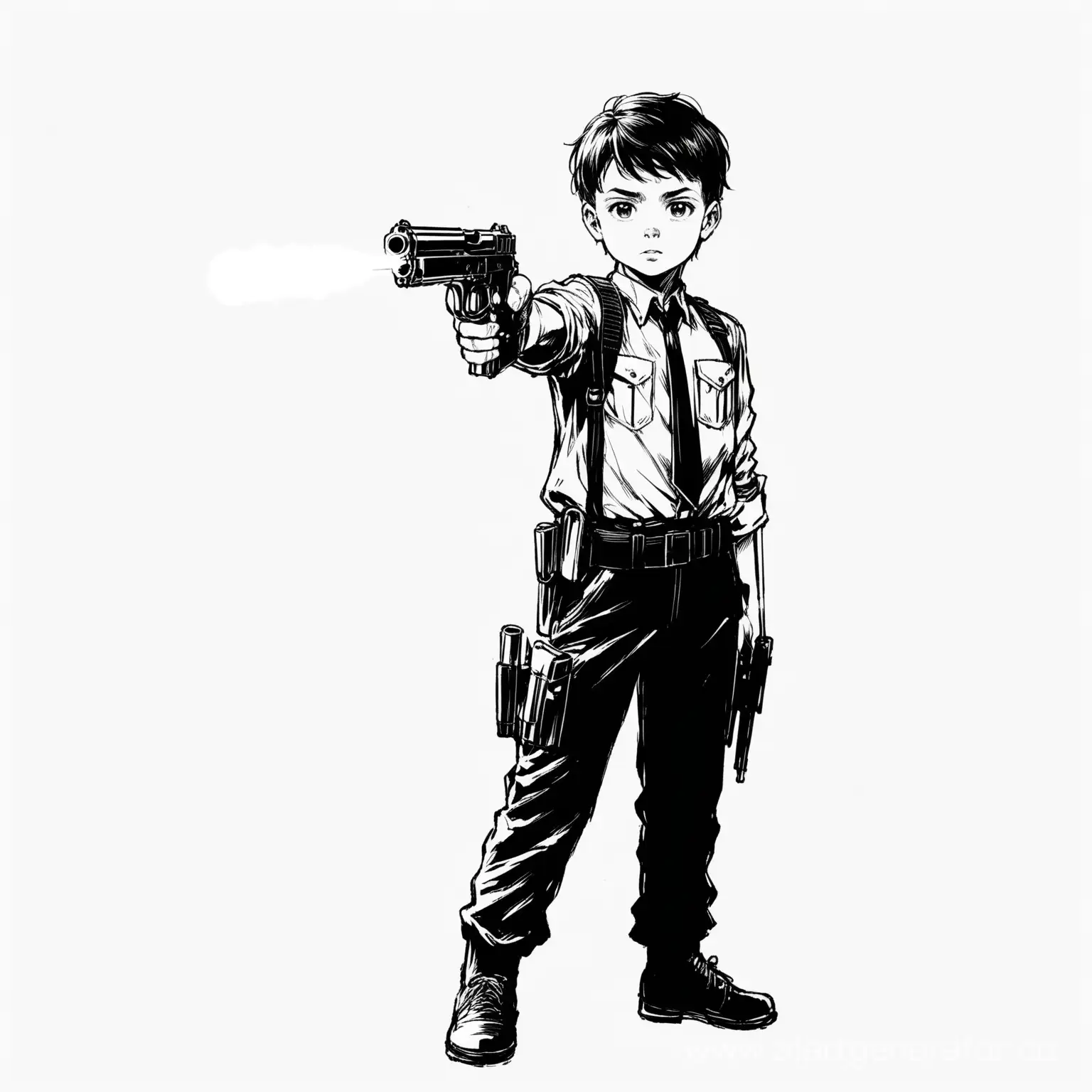 Confident-Young-Boy-with-Gun-in-Monochrome-Setting