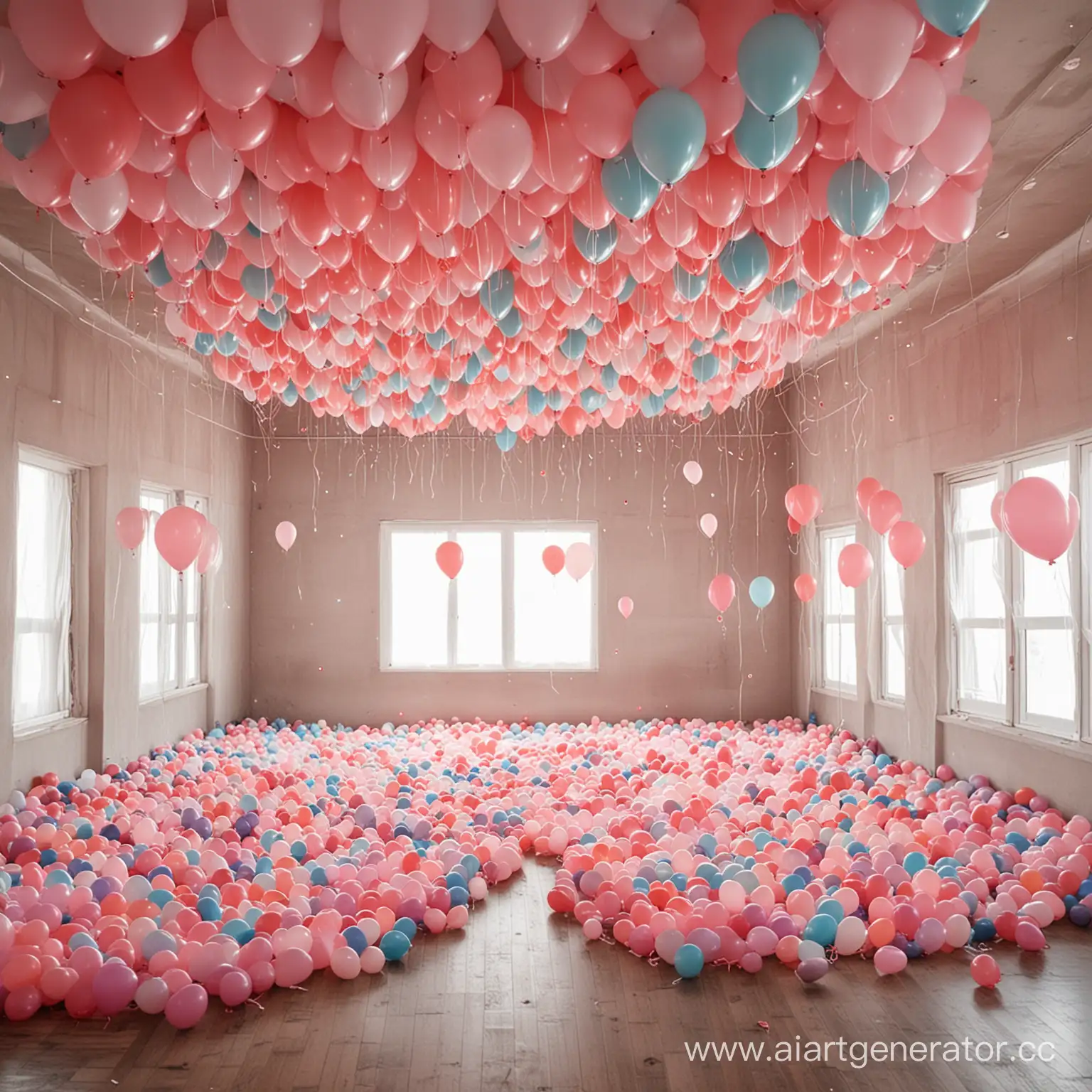 большая комната где много воздушных шаров