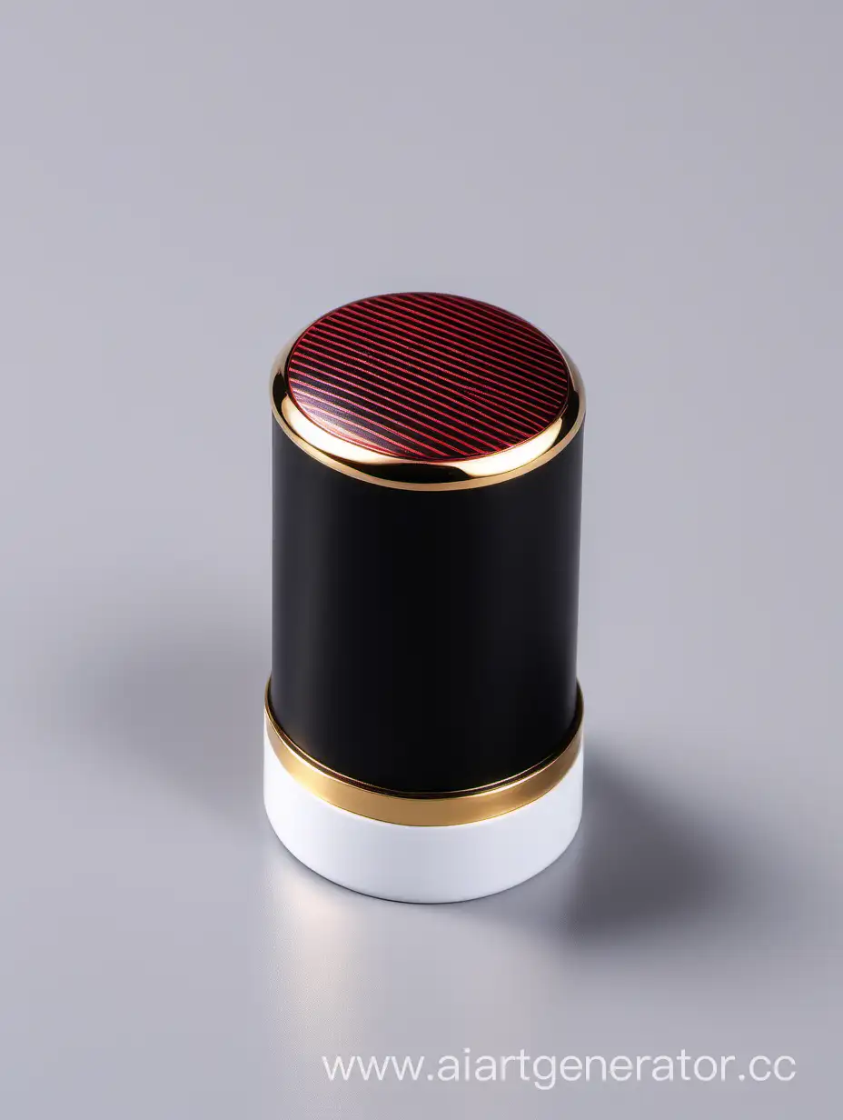 Zamac-Perfume-Decorative-Ornamental-Long-Cap-in-Matt-Red-with-Gold-Lines