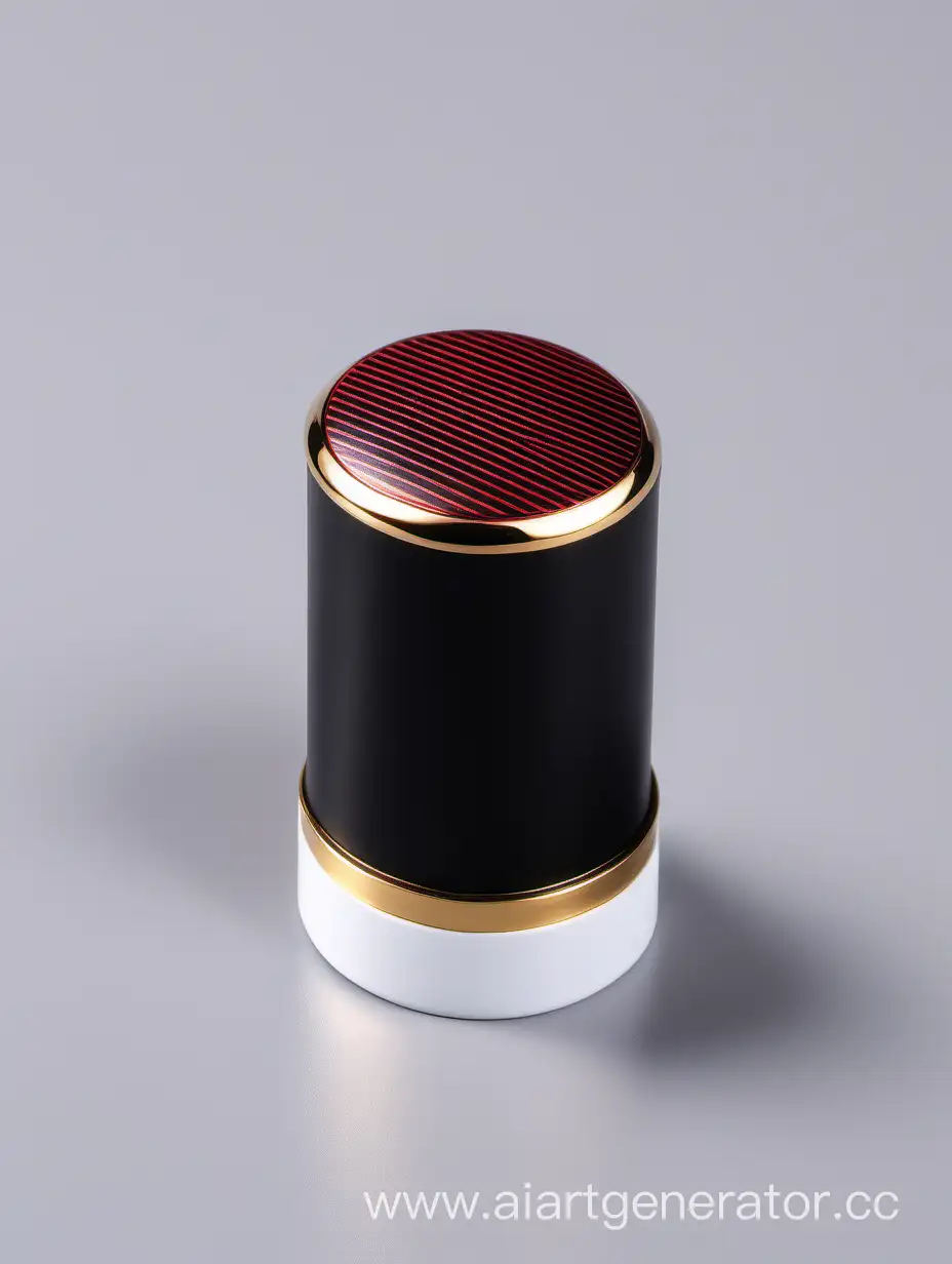 Zamac Perfume decorative ornamental long cap,  white  black color with matt RED WITH GOLD LINES metallizing finish