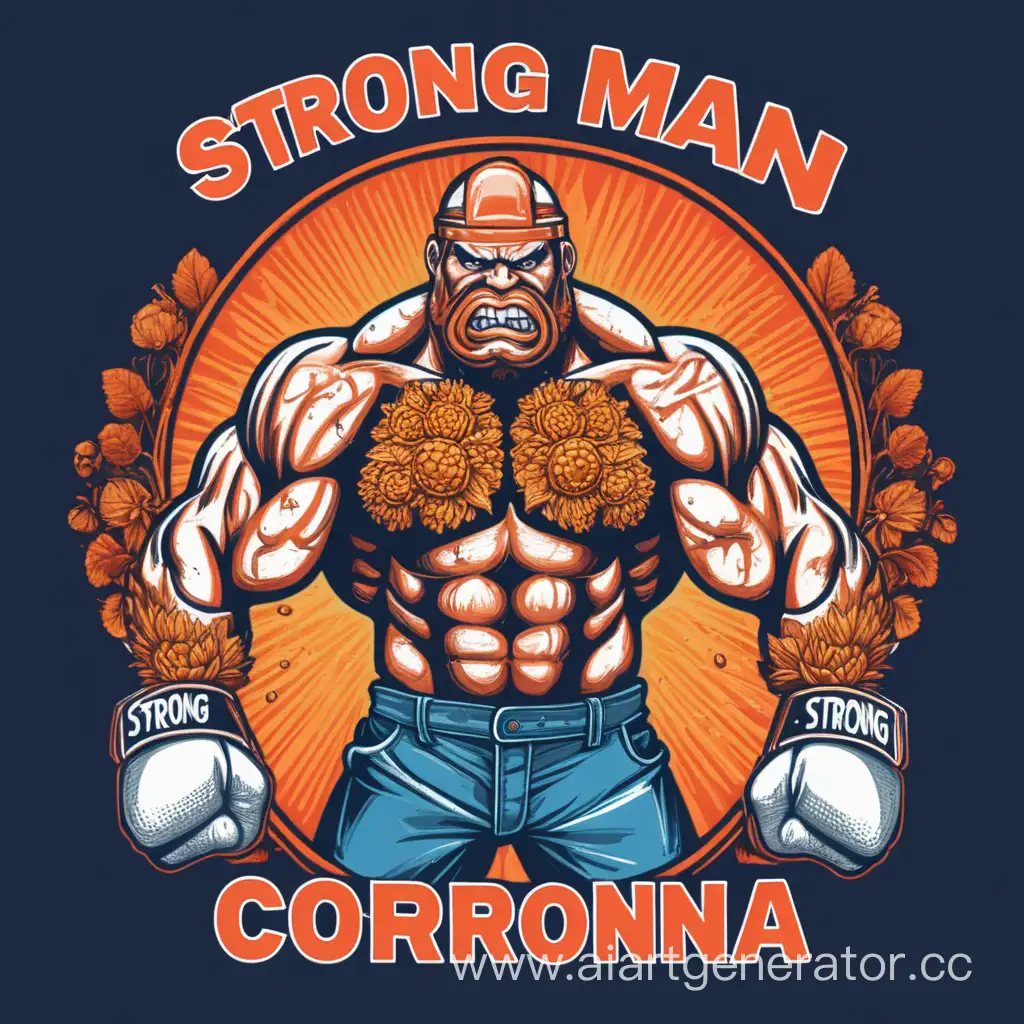 Strong man fight corrona virus style t-shirt design 8k, full HD
