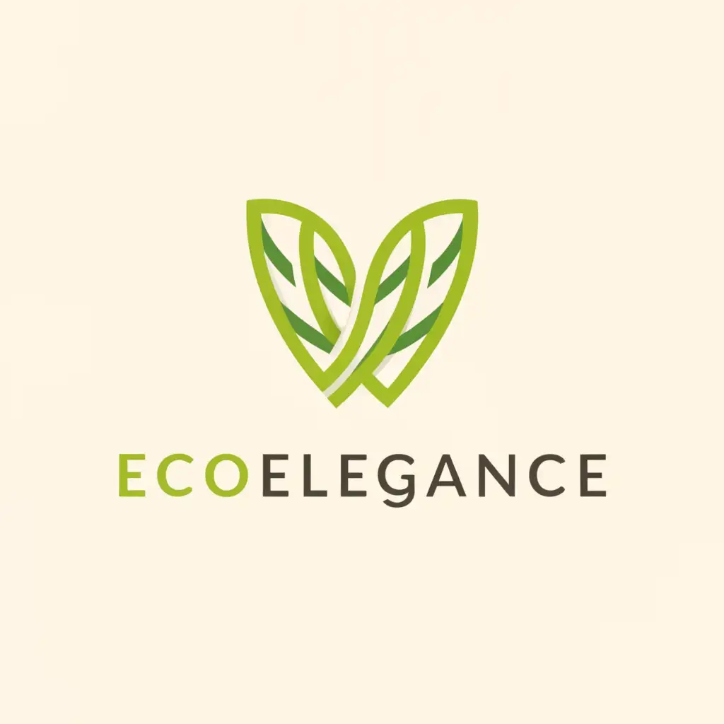 a logo design,with the text "EcoElegance", main symbol:a stylised leaf, symbolising nature and sustainability, with flowing and elegant lines. The colours used are a light green and pastel to emphasise the naturalness and elegance of the brand, and the font chosen is modern and clean,Moderate,clear background