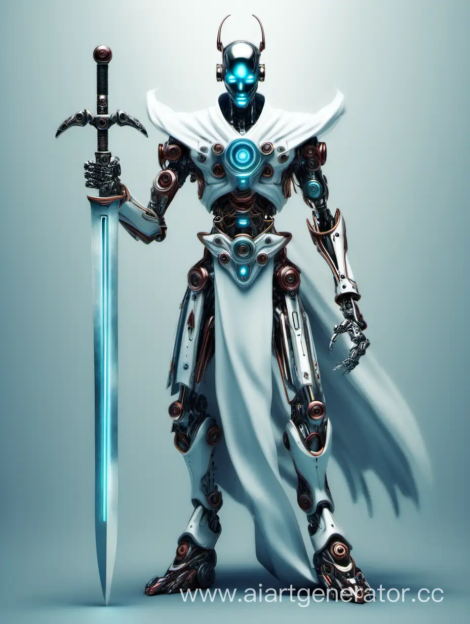 Призрак робота, Mythical style, phantom, color metal, whis sword in hands