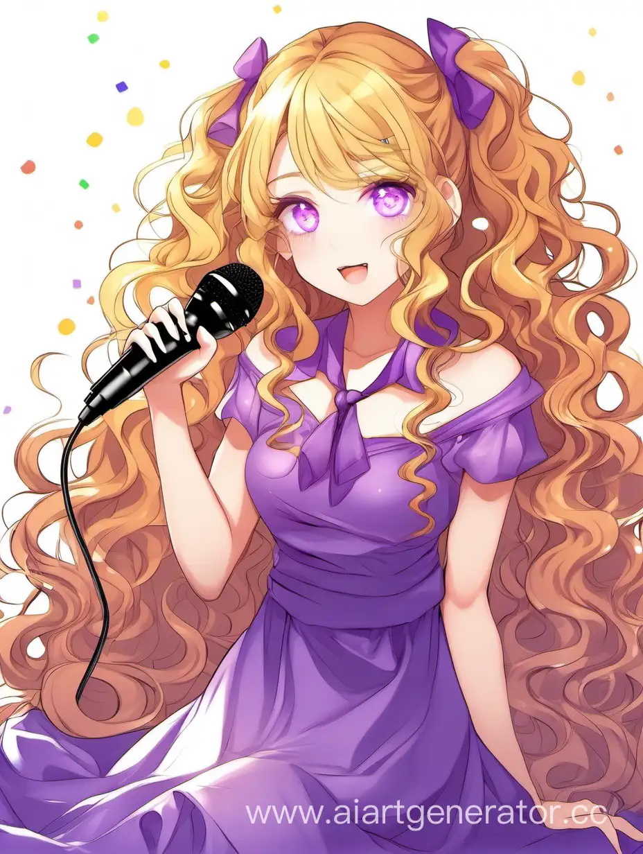 Captivating-New-Years-Serenade-Enchanting-Girl-in-Purple-Dress-with-Microphone