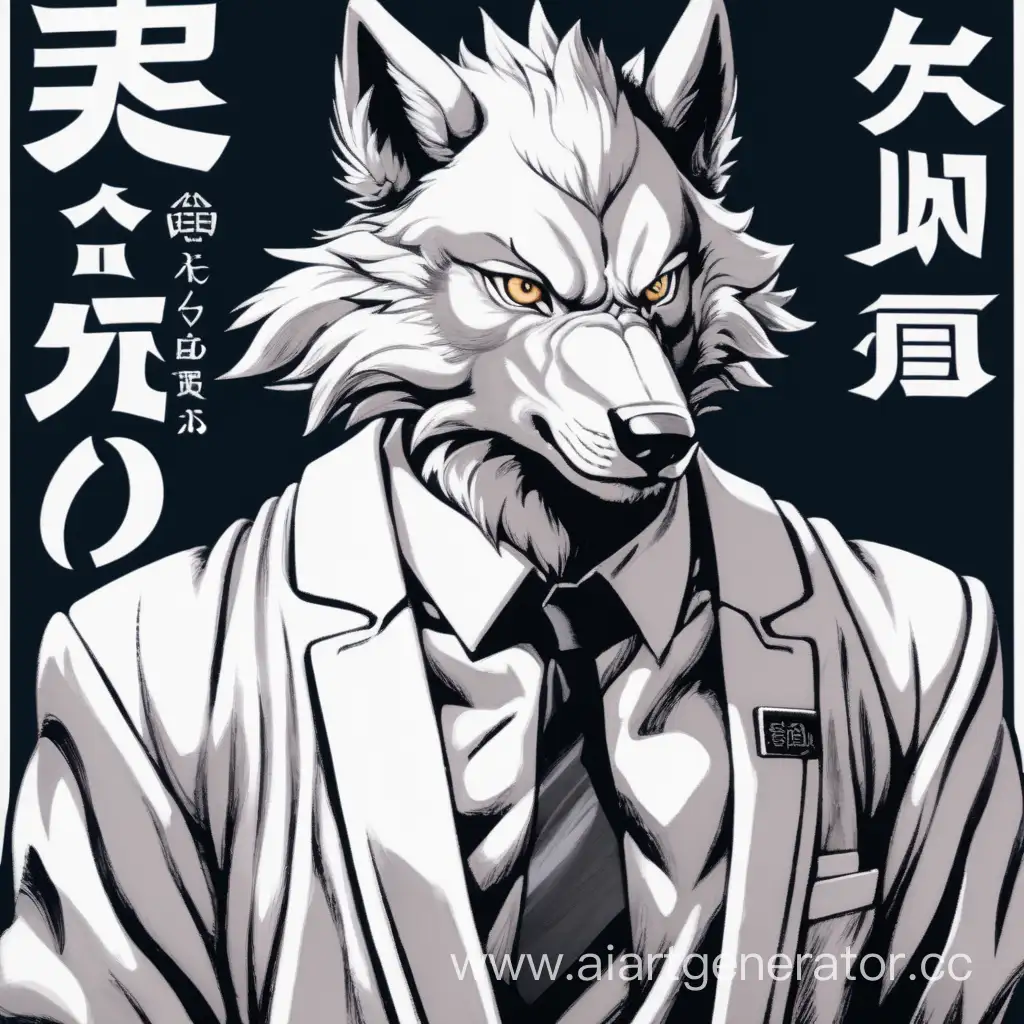 with the inscription EYEPRO in English, A wolf with a stern look, professionality, clarity, similar to JUJUTSU KAISEN, do it for 500 KB of memory