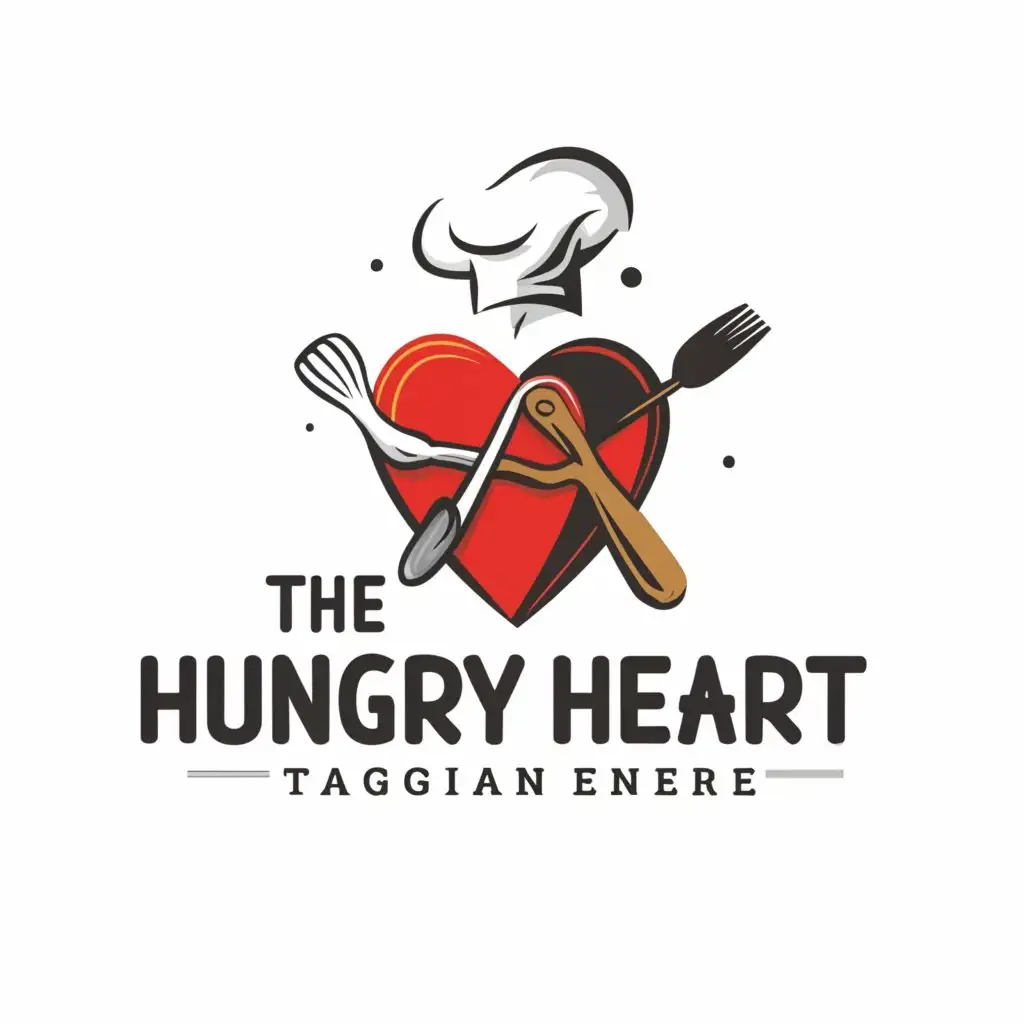 a logo design,with the text 'The Hungry Heart', main symbol:Heart with cooking,Moderate,clear background
