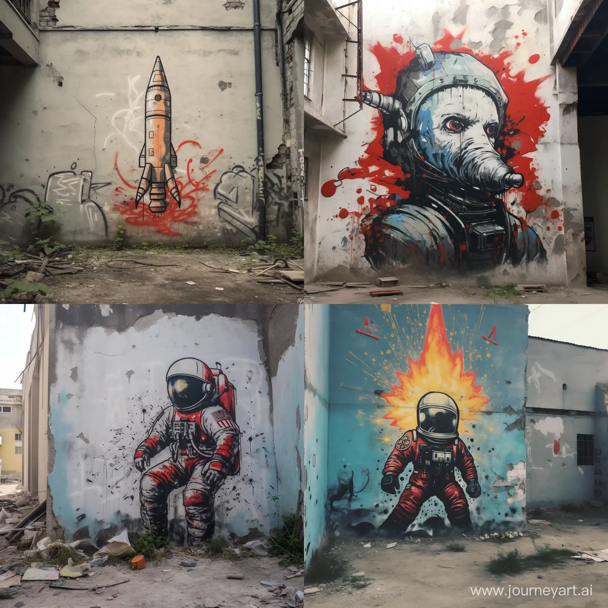 Spacethemed-Mural-Rocket-Art-with-Cosmonaut