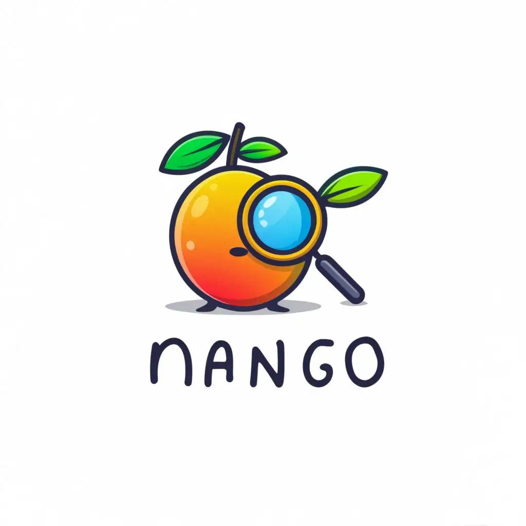 a logo design,with the text "Mango", main symbol:a mango fused with magnifier glass in manga style,Moderate,be used in Internet industry,clear background