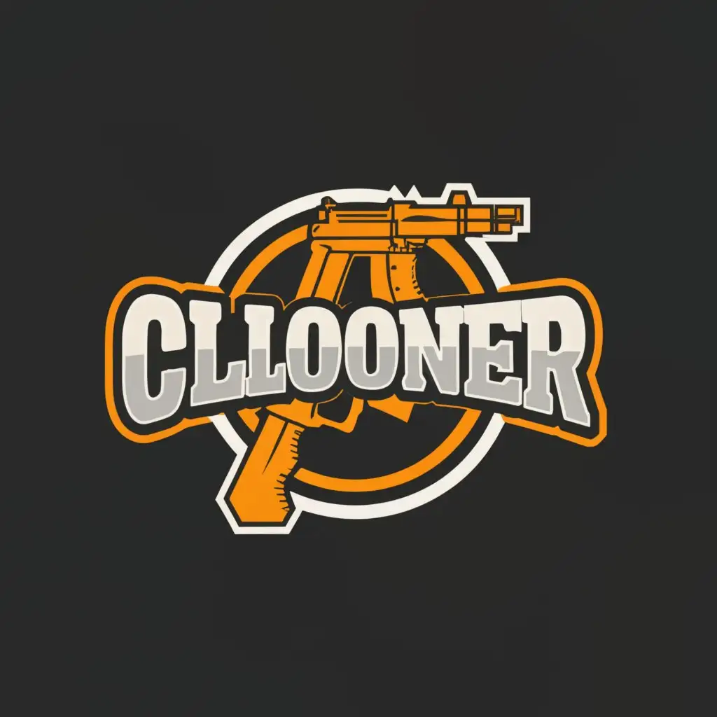a logo design,with the text "Clooner", main symbol:Call of duty gun ak47,Moderate,clear background
