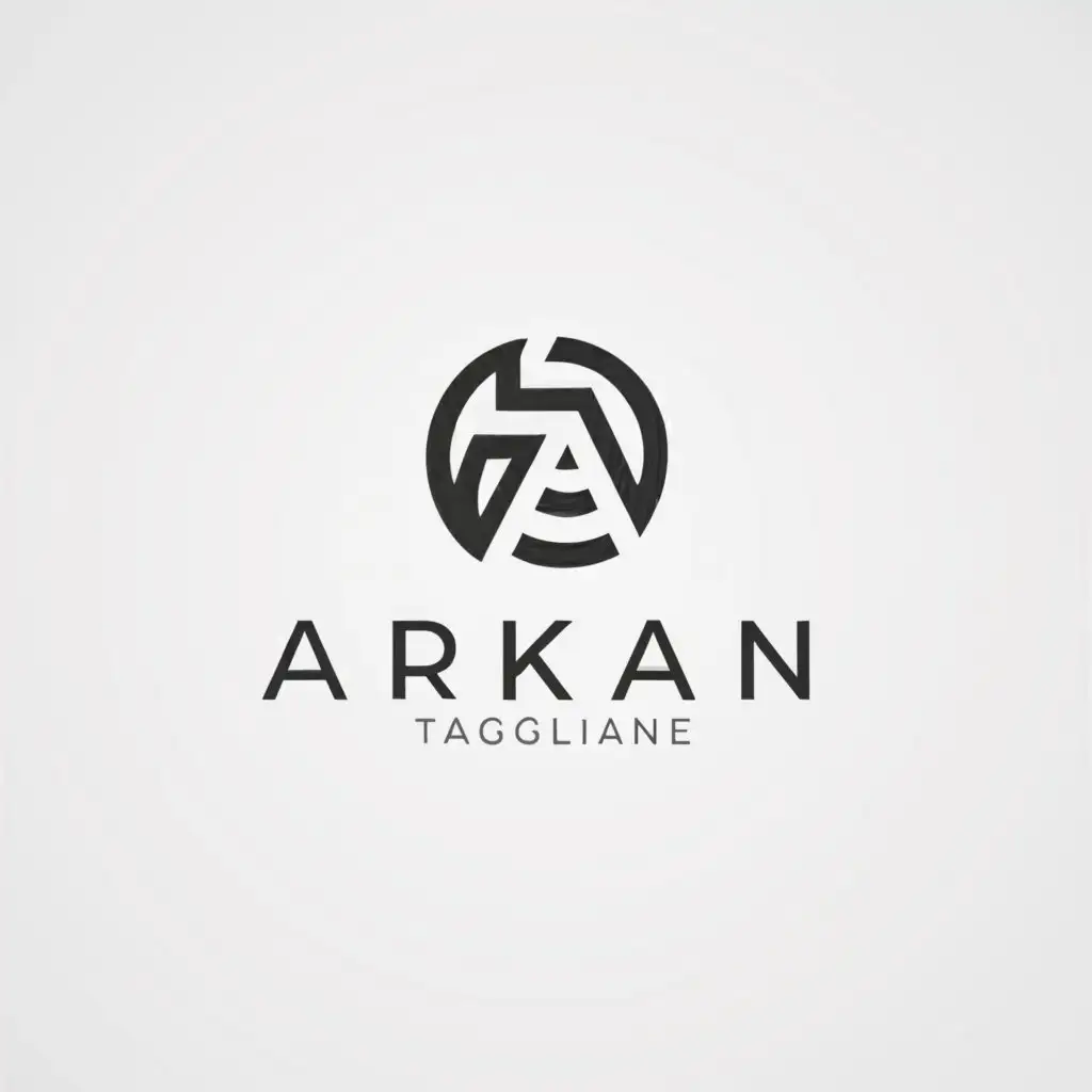 a logo design,with the text "ARKAN", main symbol:Circle,Minimalistic,clear background