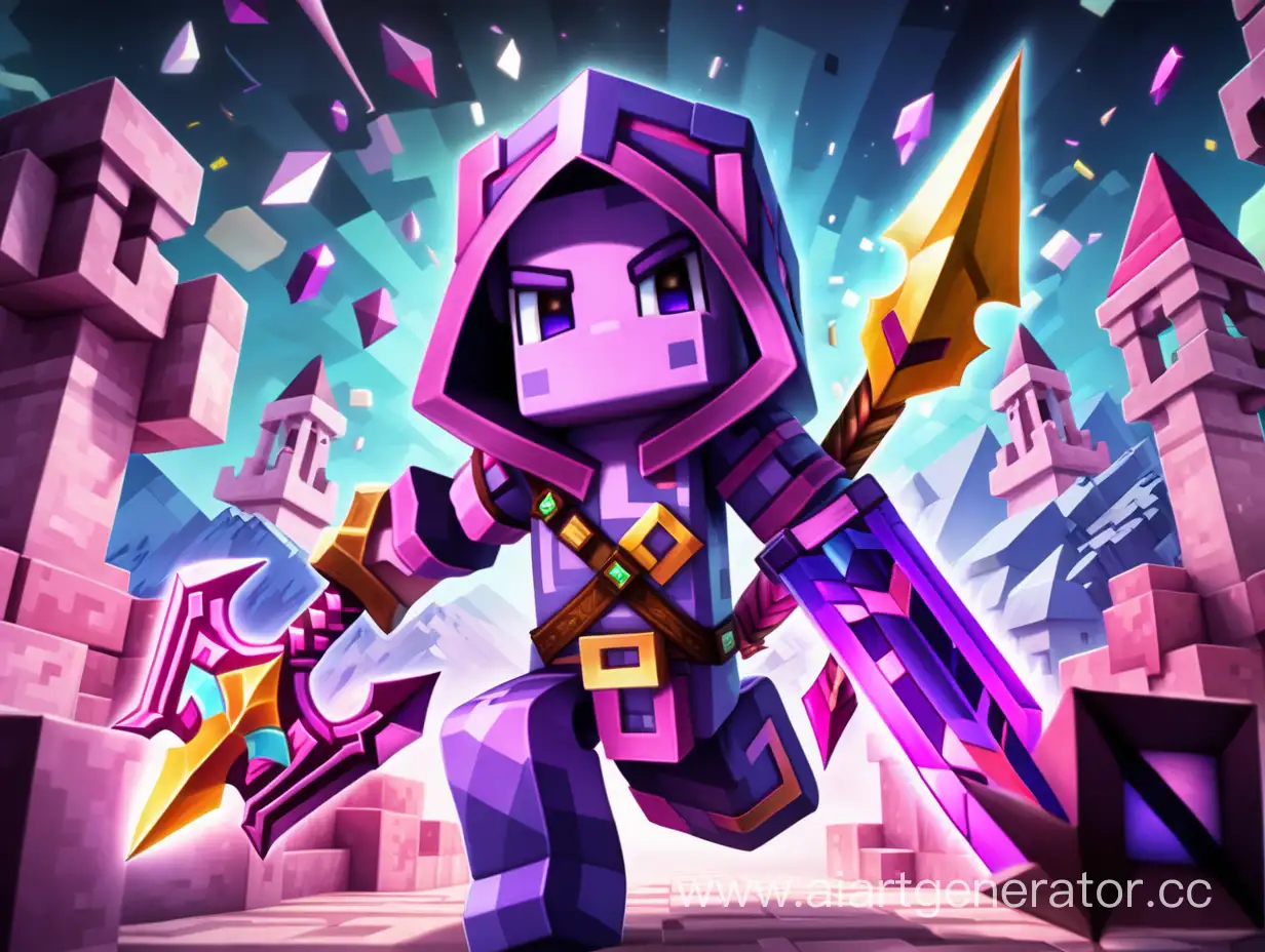 Fantasy-Templar-Assassin-in-Minecraft-Style-with-Arrow-Frame