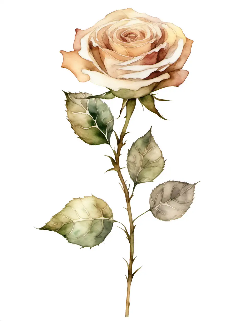 Vibrant Watercolor Rose in Full Bloom