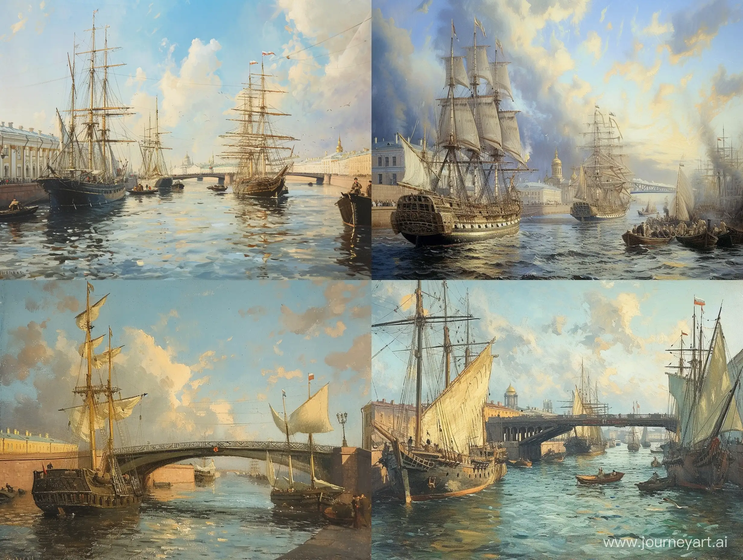 St-Petersburg-Cityscape-Bridges-Raised-in-Russian-19th-Century-Style