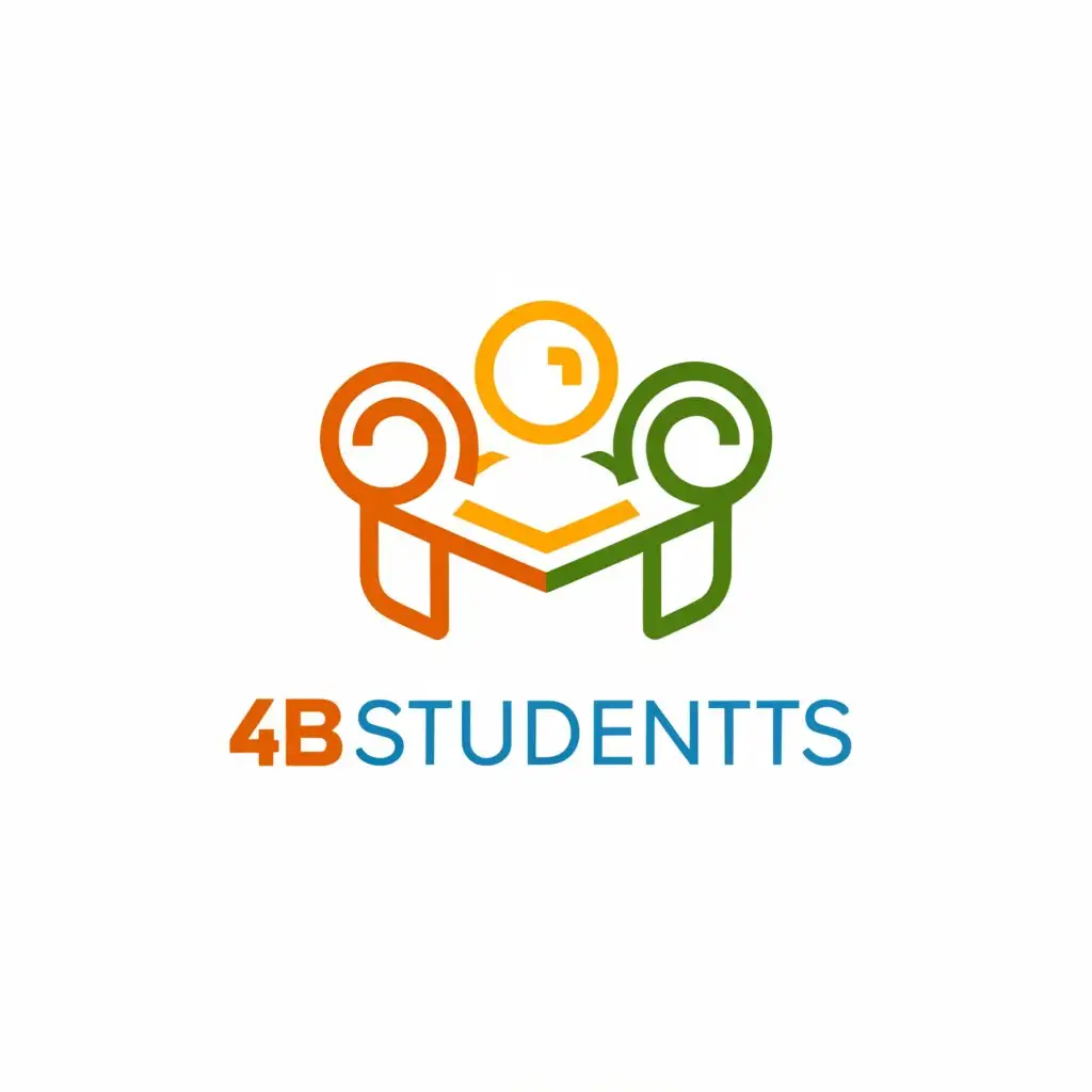 a logo design,with the text "4 b students", main symbol:students, class, children,Minimalistic,be used in Education industry,clear background