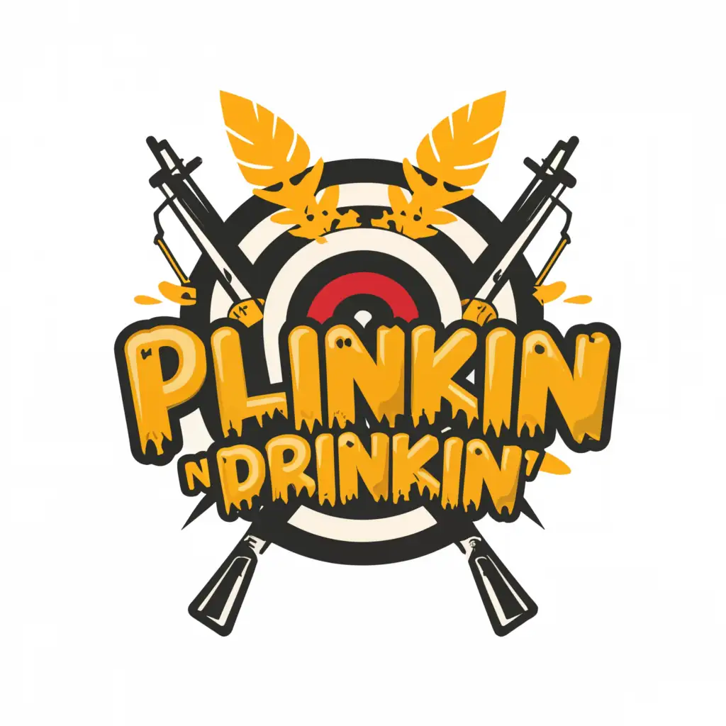 a logo design, with the text 'Plinkin -n- Drinkin', main symbol: Rifle target, Moderate, be used in Entertainment industry, clear background