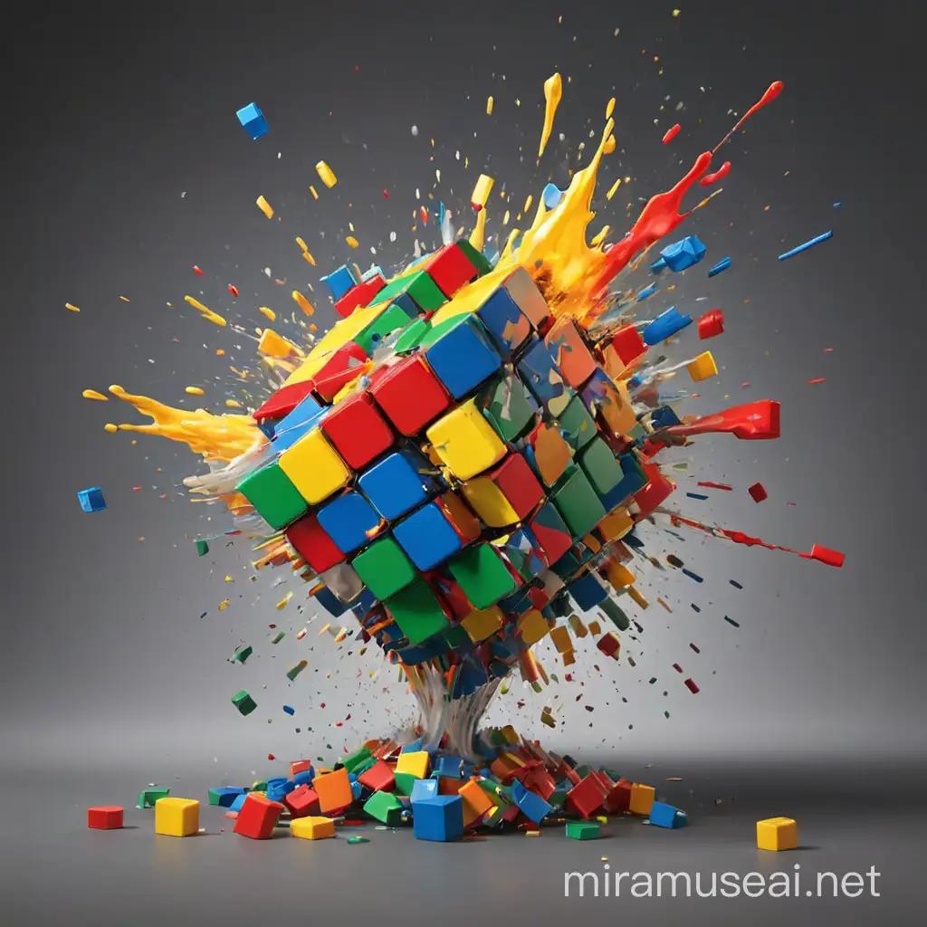 Dynamic 3D Puzzle Solving Exploding Rubiks Cube