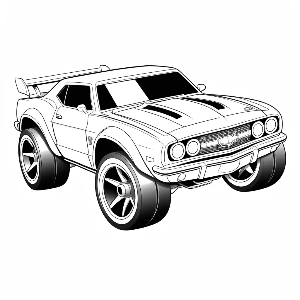 Hot-Wheels-Car-Toy-Coloring-Page-for-Kids-Simple-Black-and-White-Line-Art