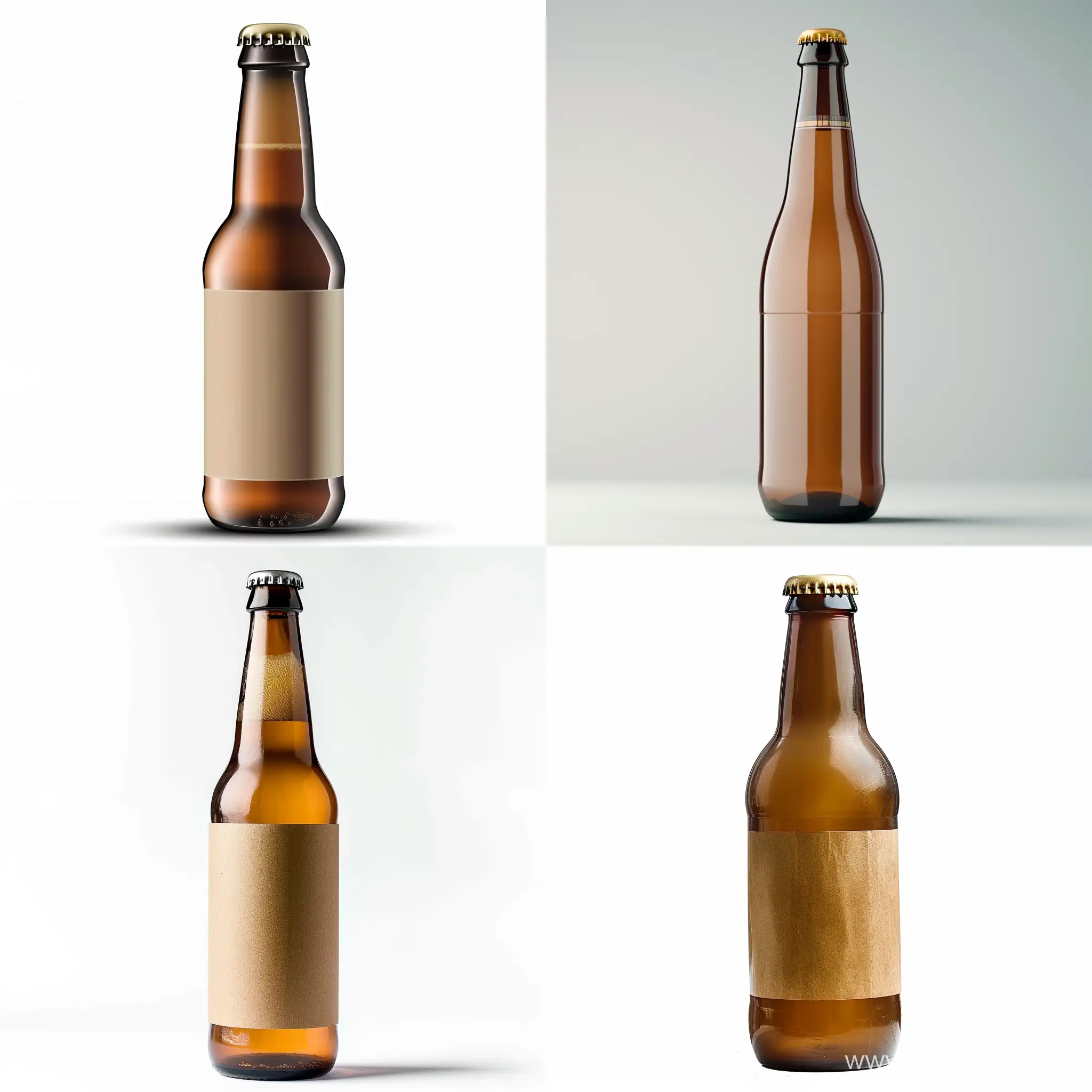 Generate an image of a closed brown glass bottle with a label, filled with endless beer, with a capacity of one liter and a strong appearance 