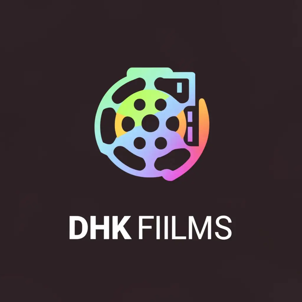 a logo design,with the text "dhk films", main symbol:movie, film,Moderate,clear background