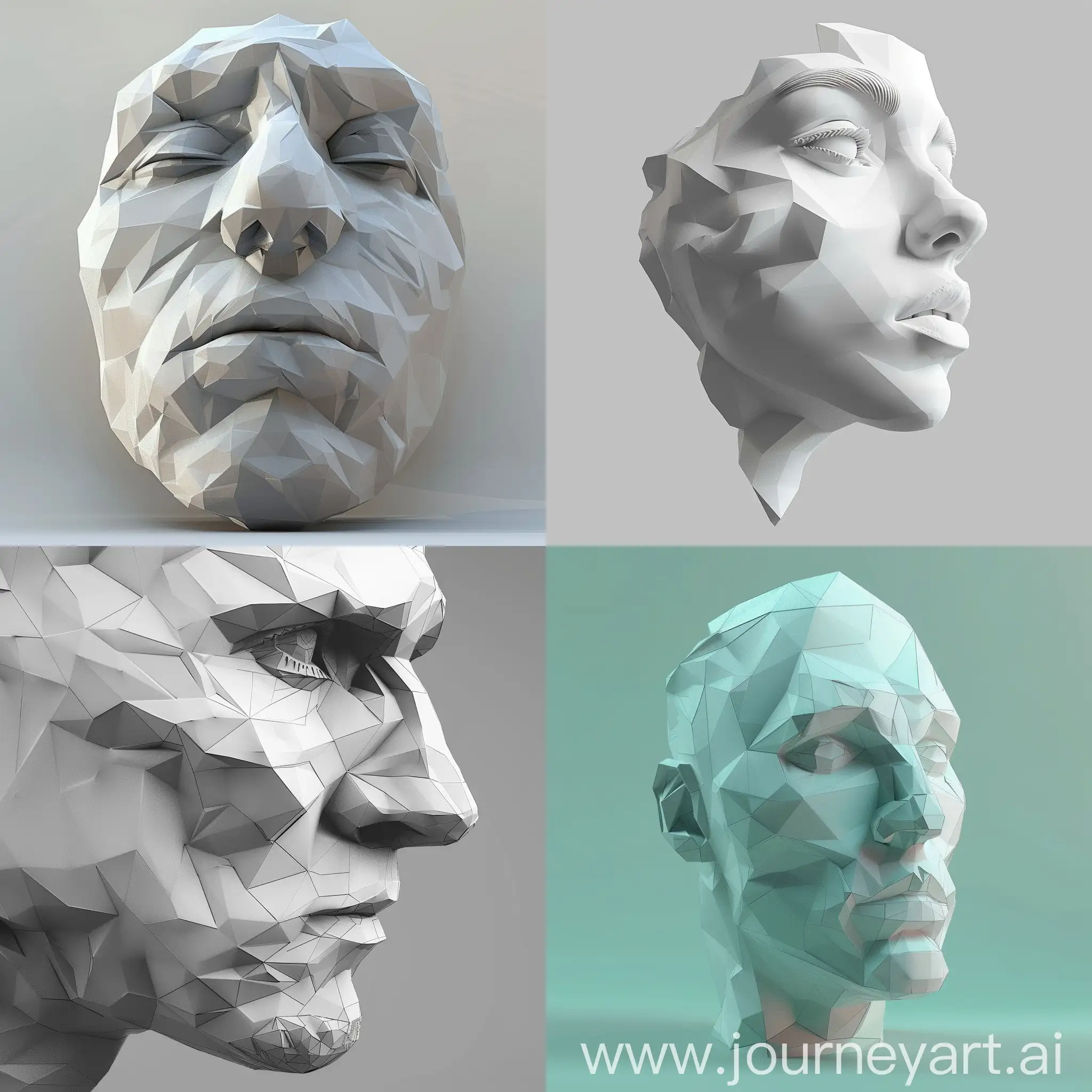 simple polygonal 3D model of a human face