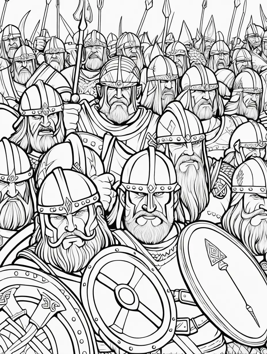 Vibrant Viking Army Coloring Page for Relaxation and Creativity