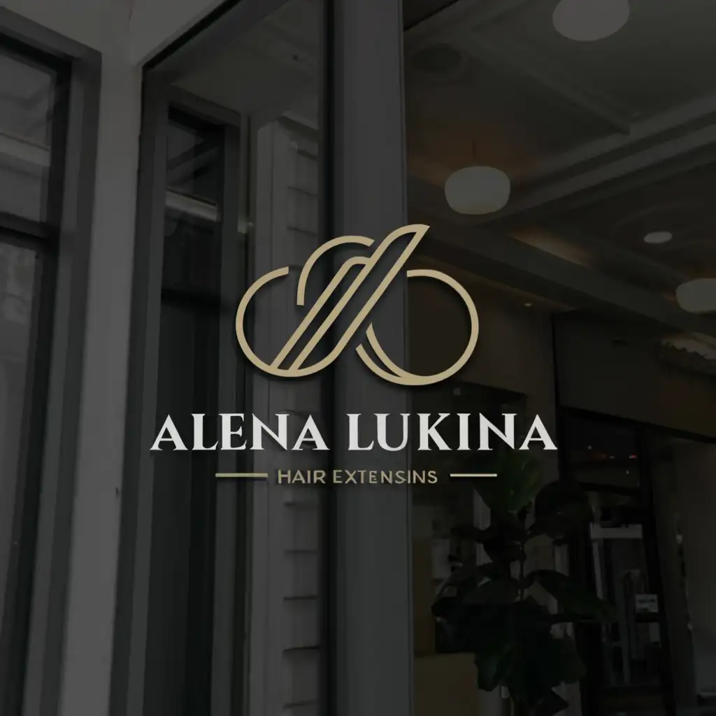 a logo design,with the text "Alena Lukina", main symbol:Hair, girl, hair extensions, luxury salon,Minimalistic,be used in Beauty Spa industry,clear background