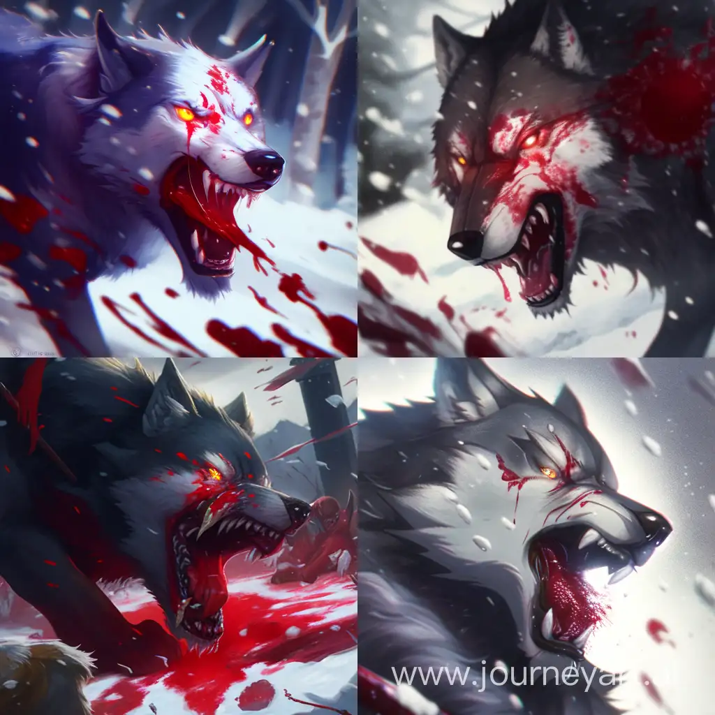 Majestic-Wolves-Howling-Amidst-Crimson-Snowfall