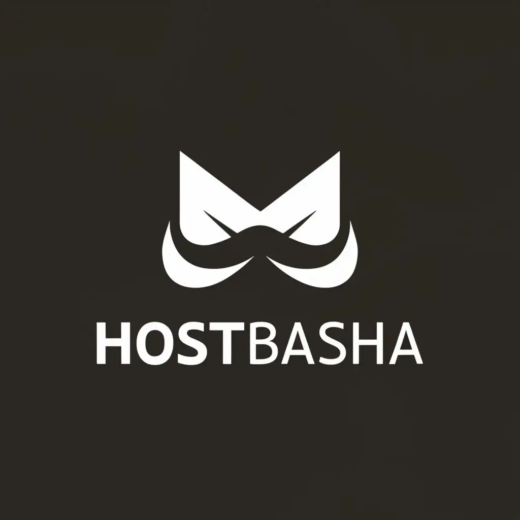 a logo design,with the text "hostbasha", main symbol:mustache,Moderate,be used in Technology industry,clear background