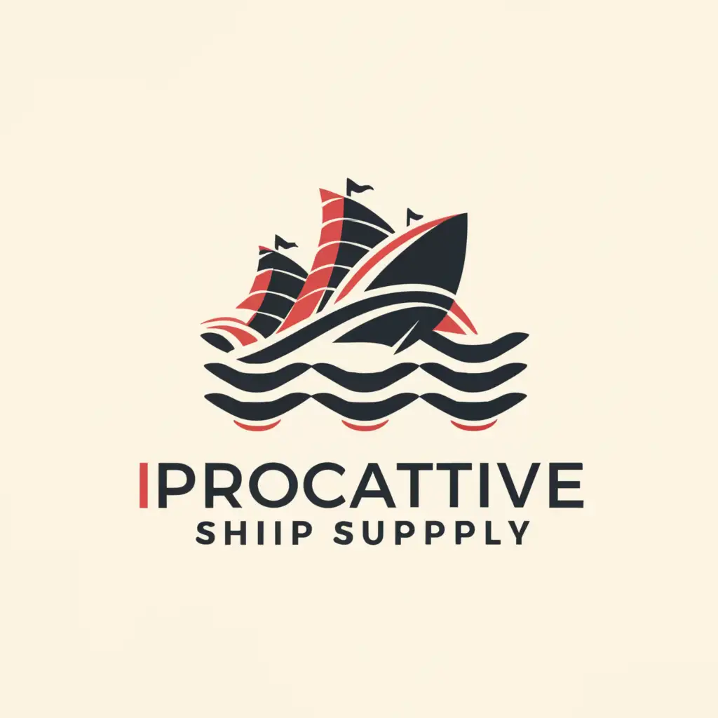 a logo design,with the text "Proactive Ship Supply", main symbol:main symbol of ship and waves,Moderate,clear background