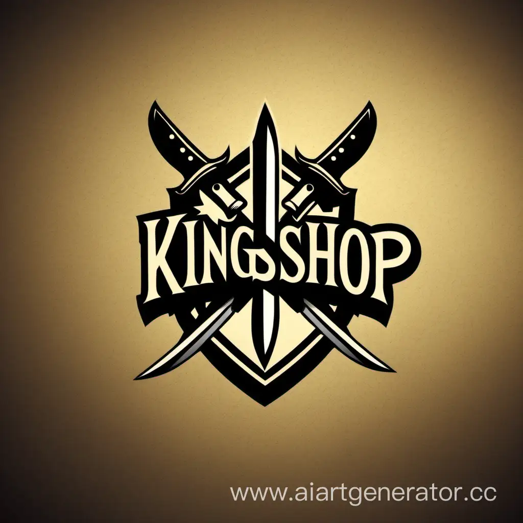 create a logo for an online store called KingShop where there will be a knife on the logo