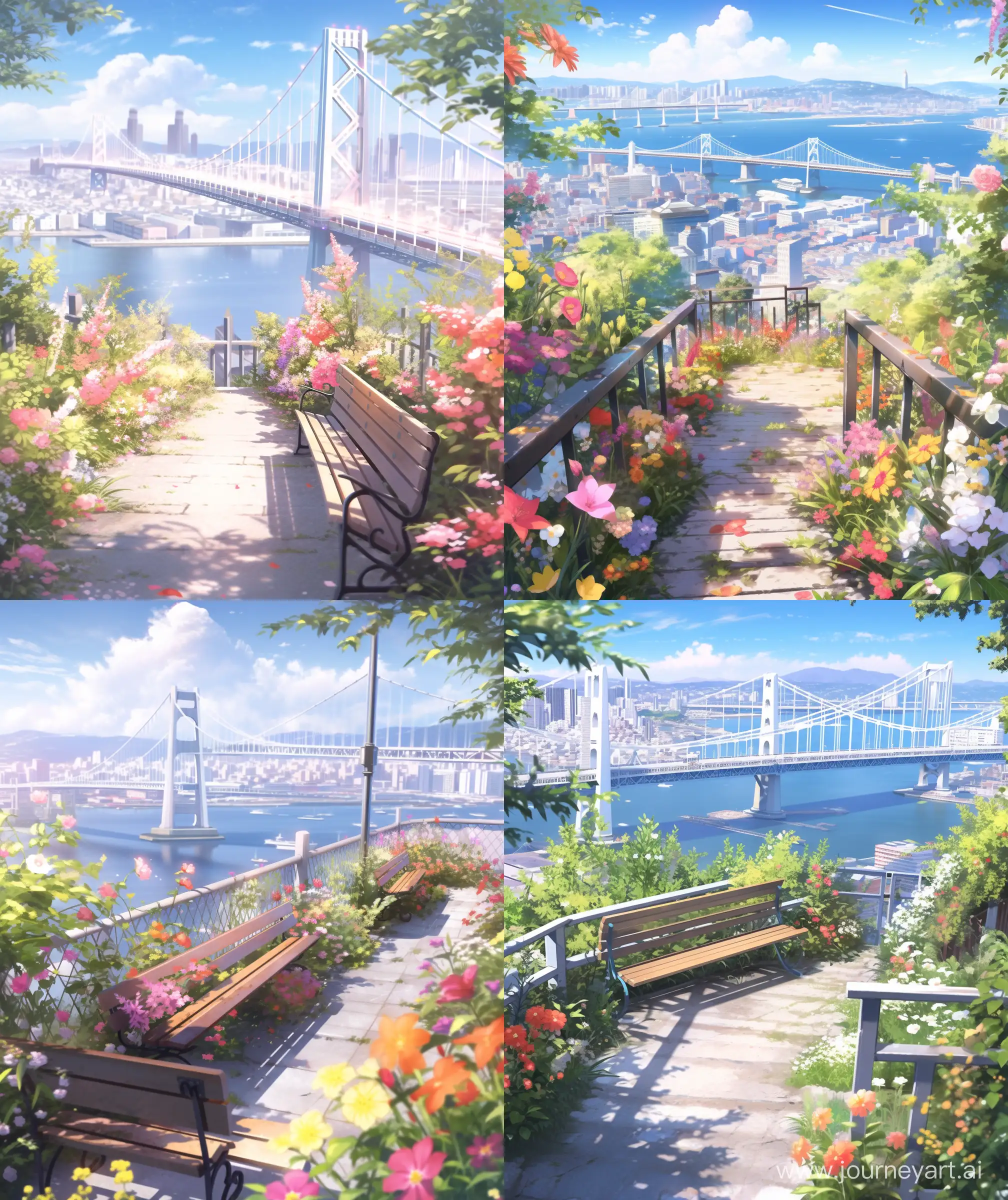 Makoto-Shinkai-Style-Bay-Cityscape-with-Vibrant-Colors-and-Modern-Bridge