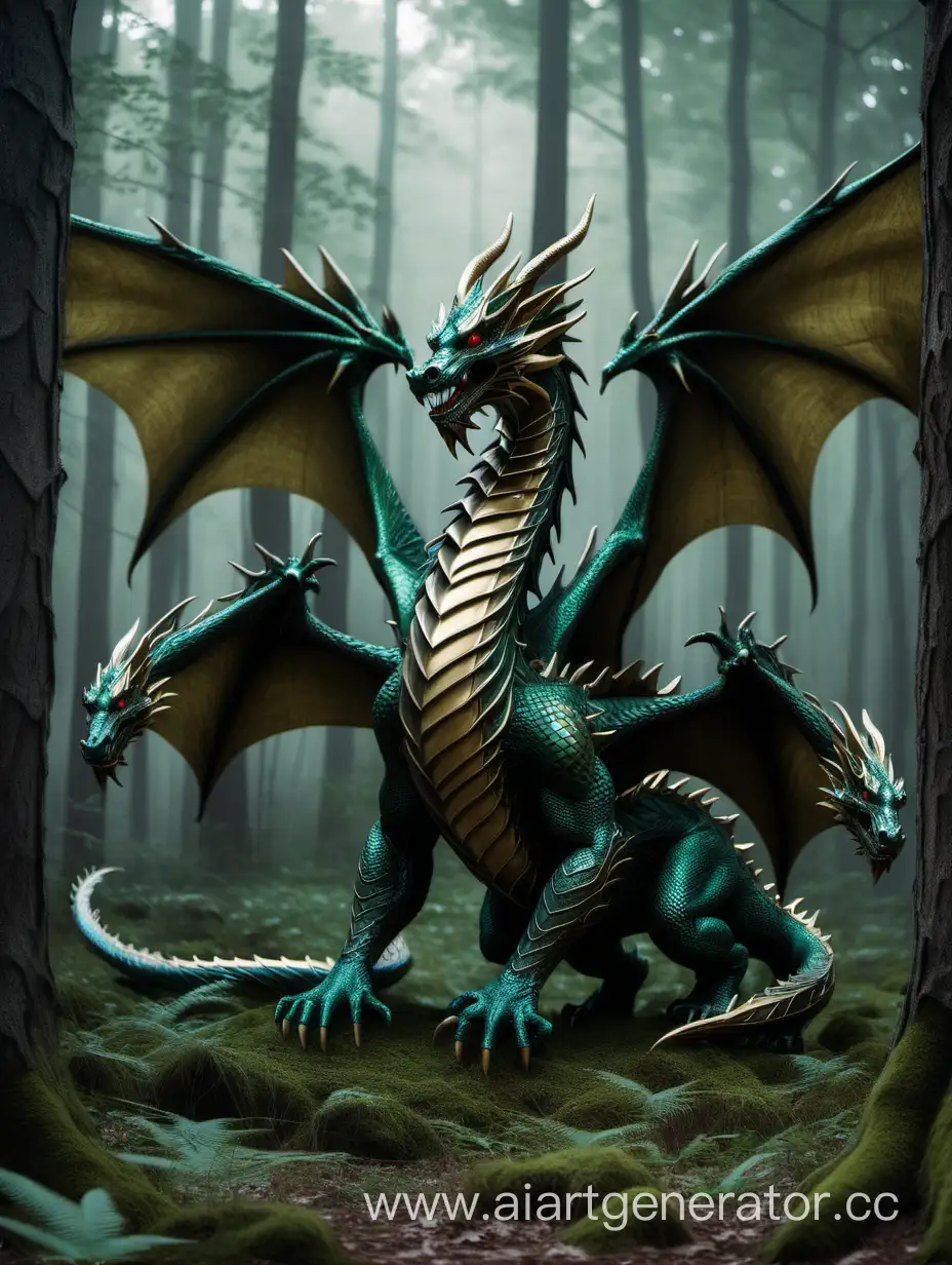 Majestic-ThreeHeaded-Dragon-Roaming-Enchanted-Forest