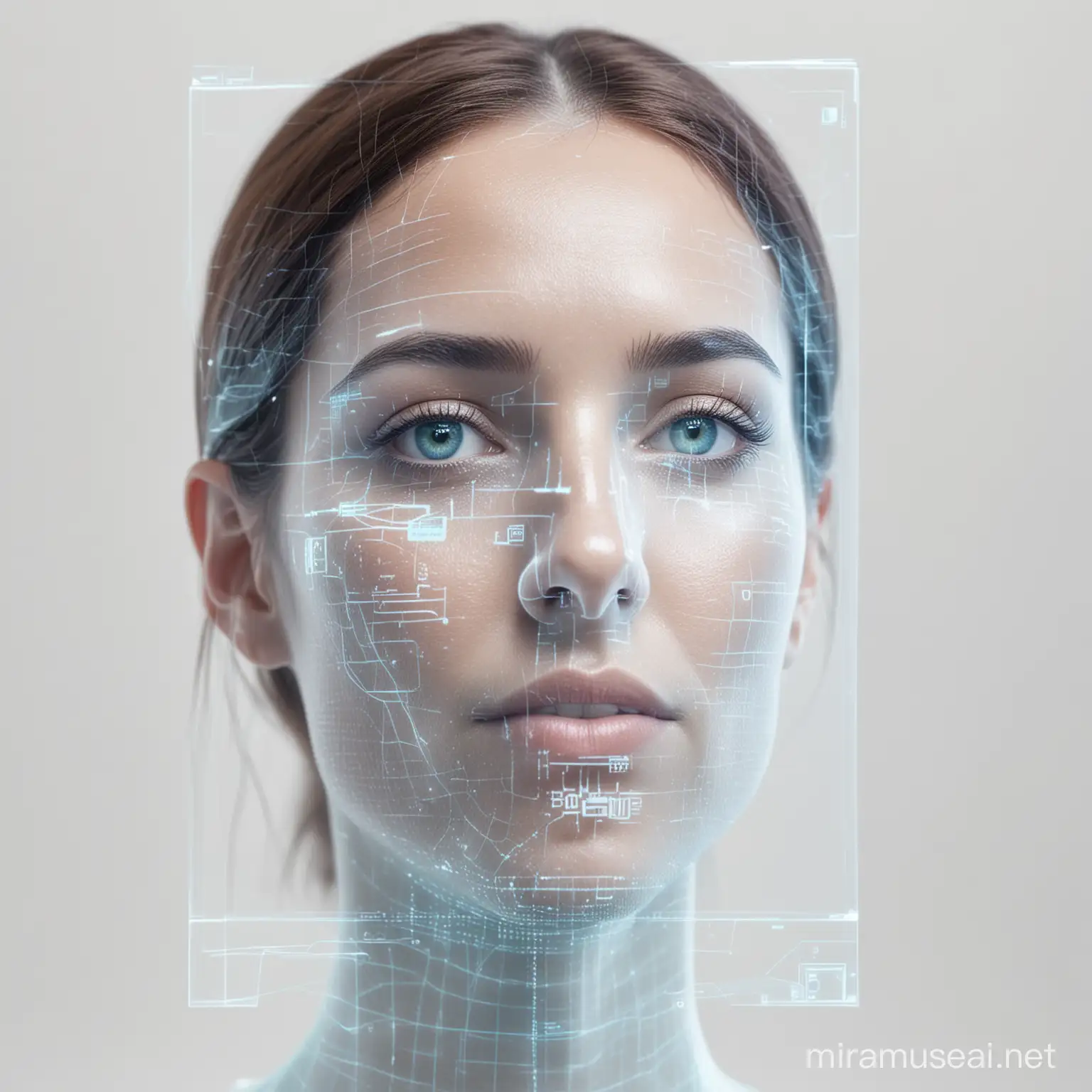 Digital Hologram Documents with 3D Nose Graphic on White Background