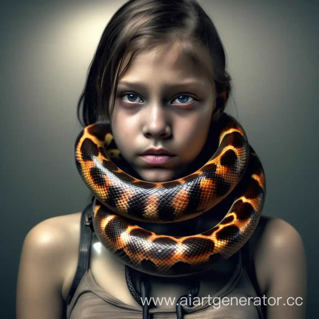 Photorealistic-Portrait-of-Girl-with-HumanColored-Snake-in-HDR-8K