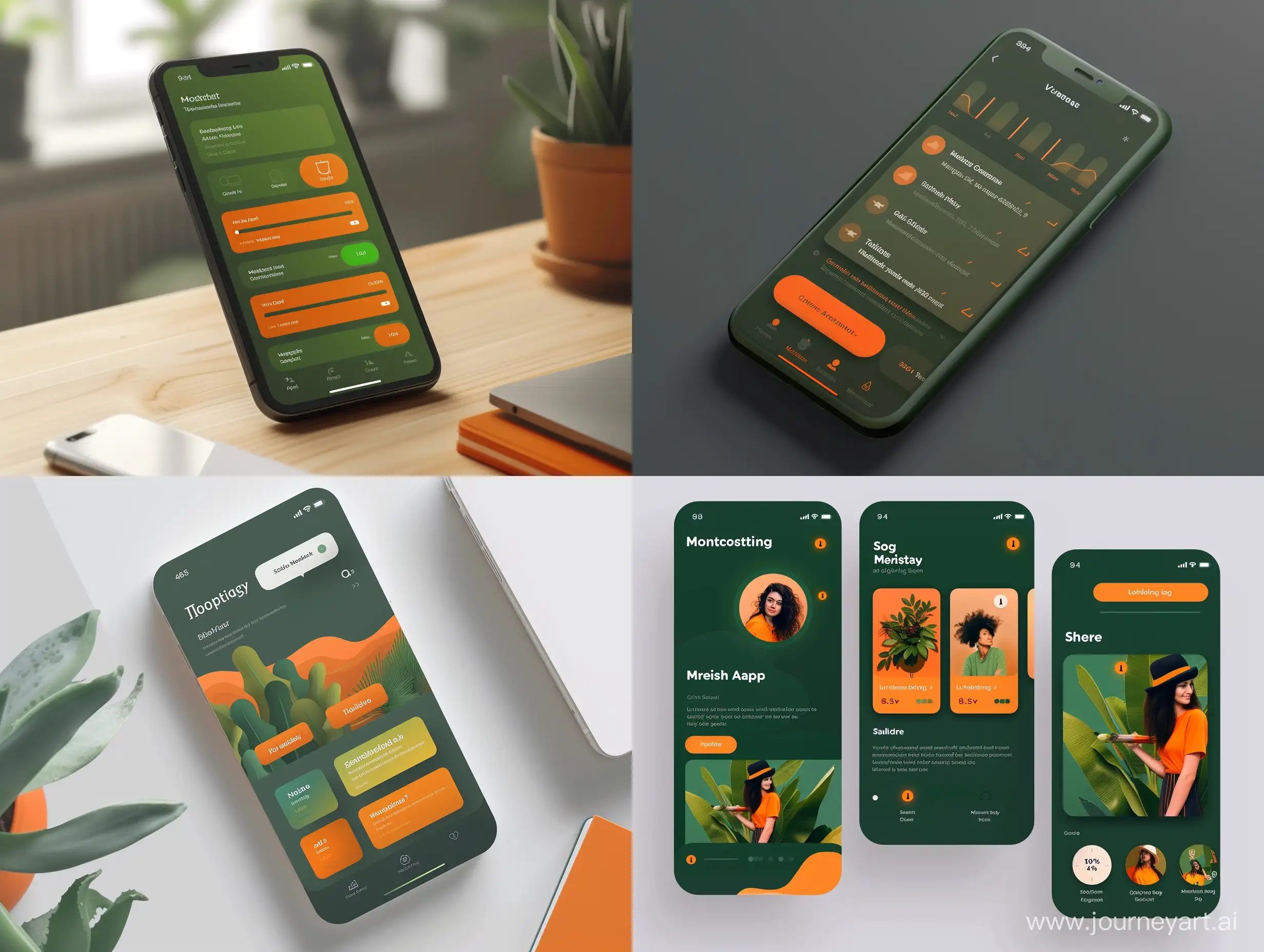 Empowering-Modern-Motivation-App-in-Matte-Green-and-Orange