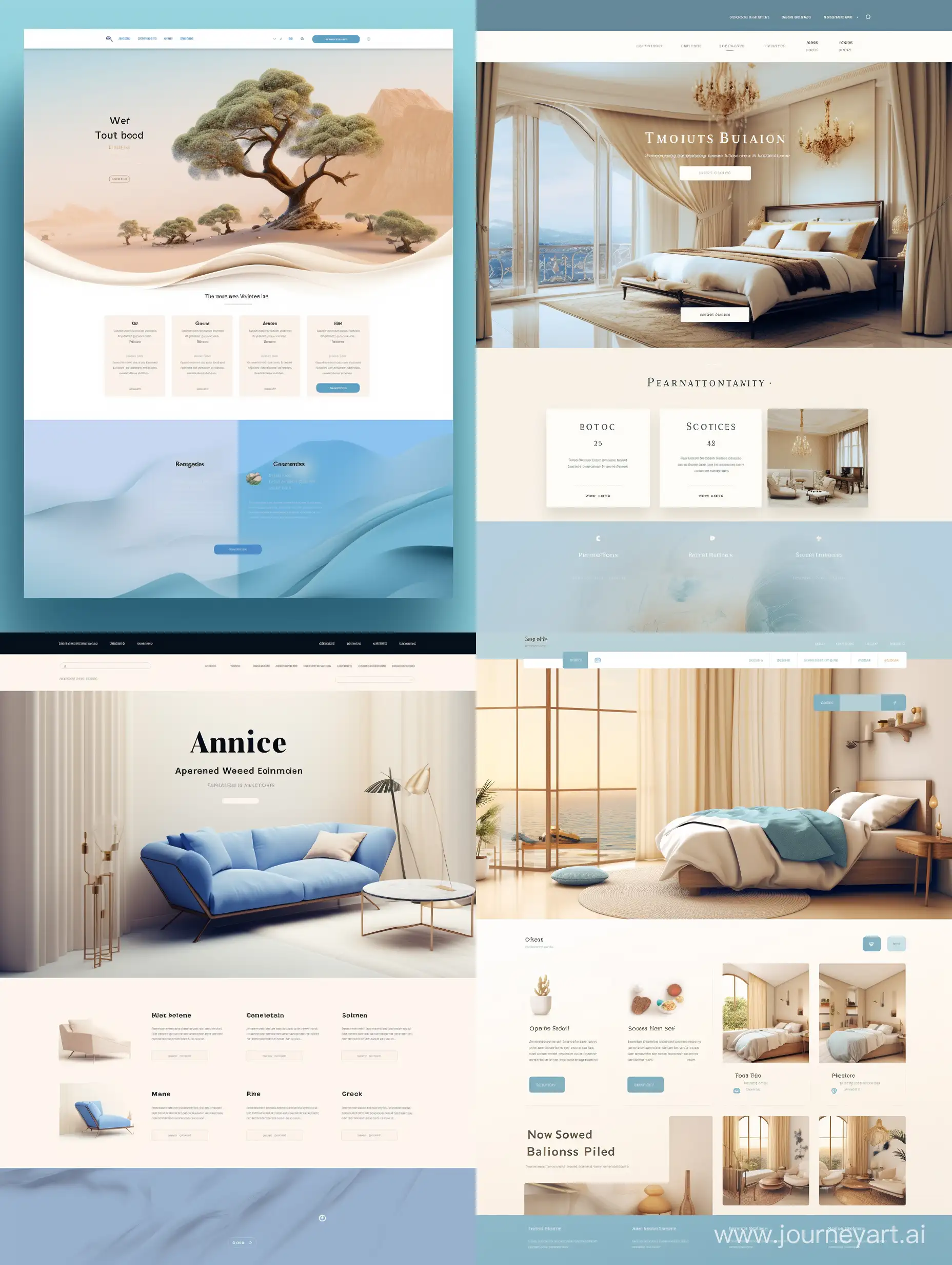 UI Design , Landing page, Modern, Classy, Minimalistic, Beige and Blue Color Palette, High Resolution — ar 4:3 --ar 3:4 --no 37796
