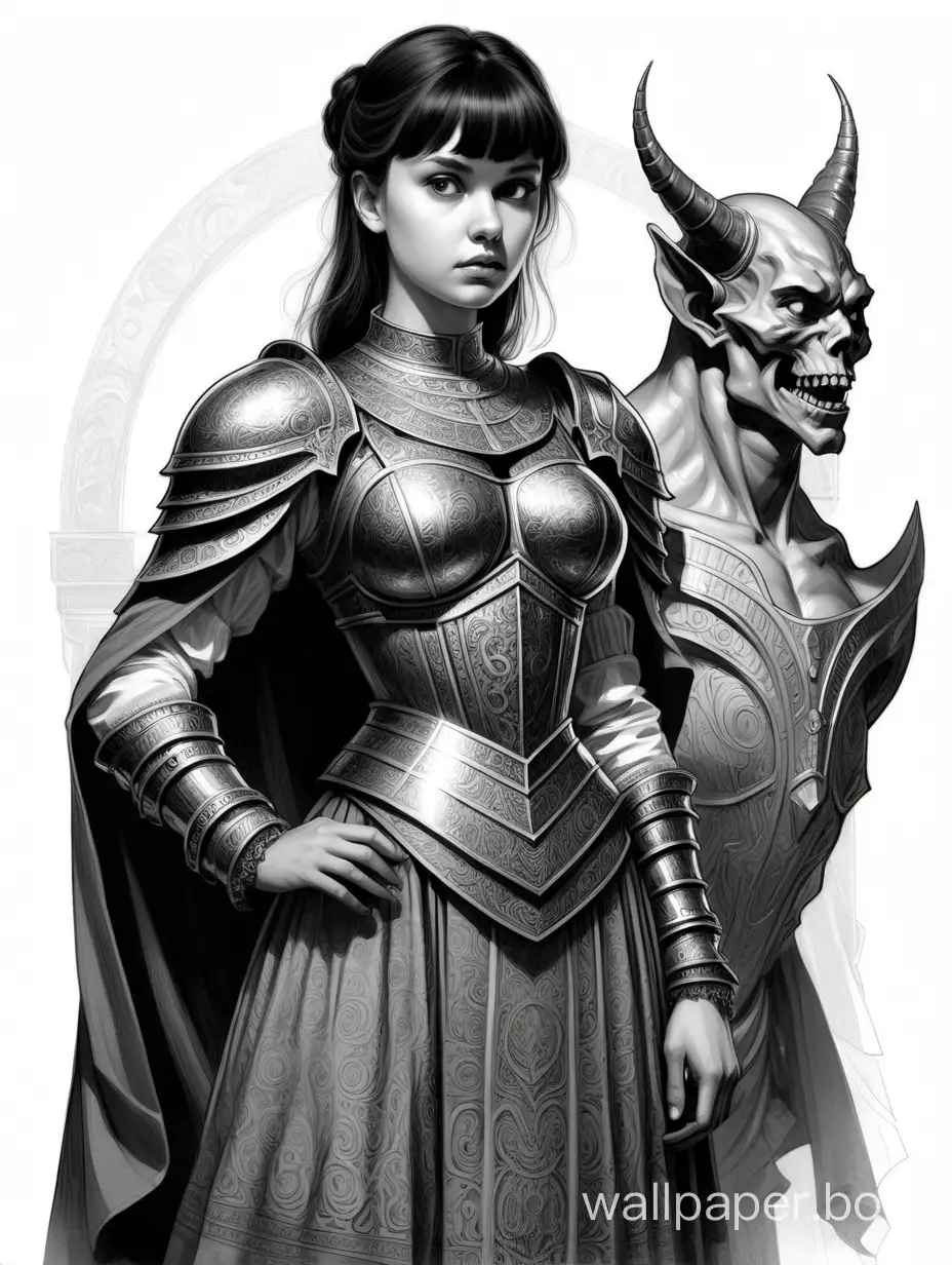 DarkHaired-Demon-Queen-in-VictorianInspired-Armor-Sketch