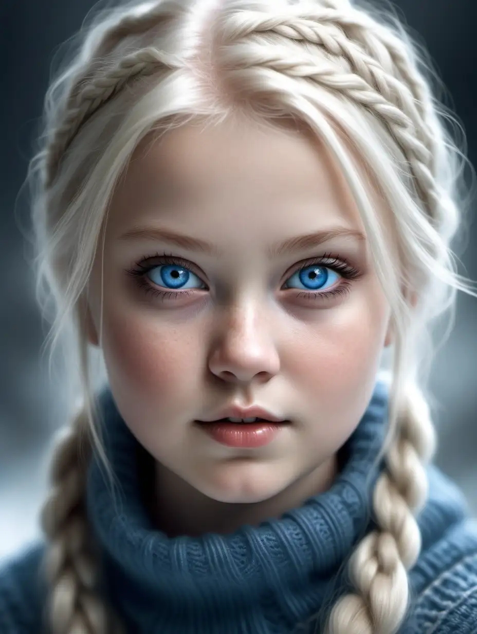 Nordic Beauty with Dark Blue Eyes and Baby Face Portrait