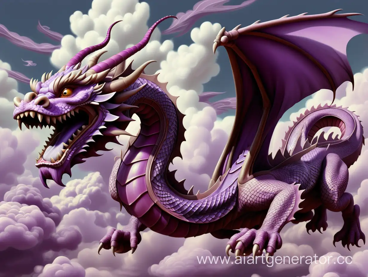 Majestic-Purple-Chinese-Dragon-Soaring-Through-Fantasy-Clouds
