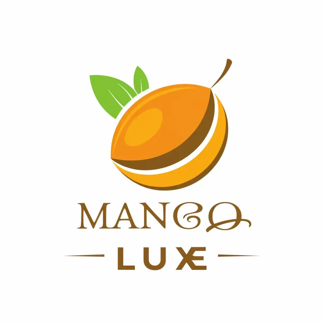 a logo design,with the text "Mango Luxe", main symbol:The logo features a luscious mango resting on a plush, velvet cushion, exuding an aura of opulence and comfort. The mango is depicted with a golden sheen, enhancing its visual appeal and hinting at the luxurious experience of enjoying a "Mango Luxe" shake.,Moderate,be used in Restaurant industry,clear background