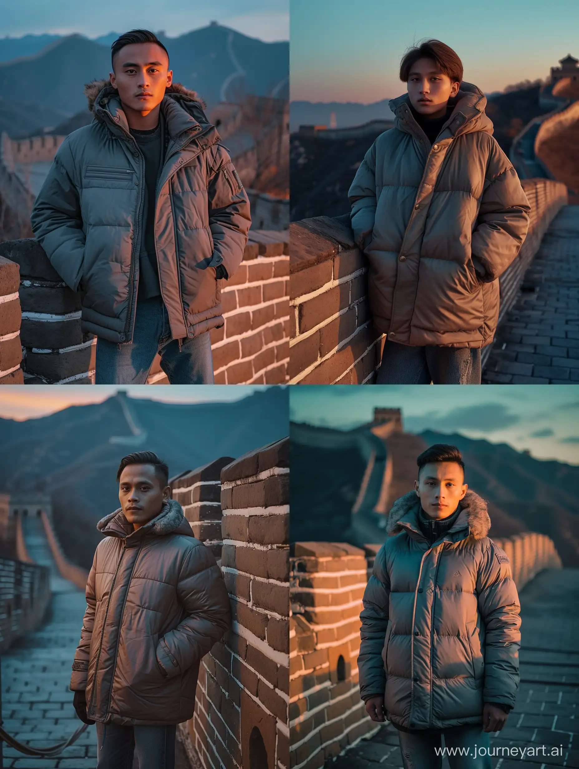 Javanese-Model-in-Winter-Jacket-Poses-at-Great-Wall-of-China